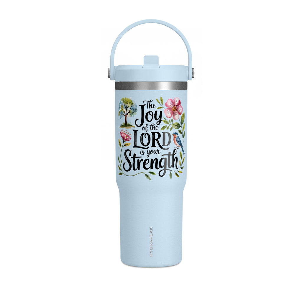 Nomad Tumbler 32oz – “The Joy of the Lord Is Your Strength” Floral Insulated Travel Mug