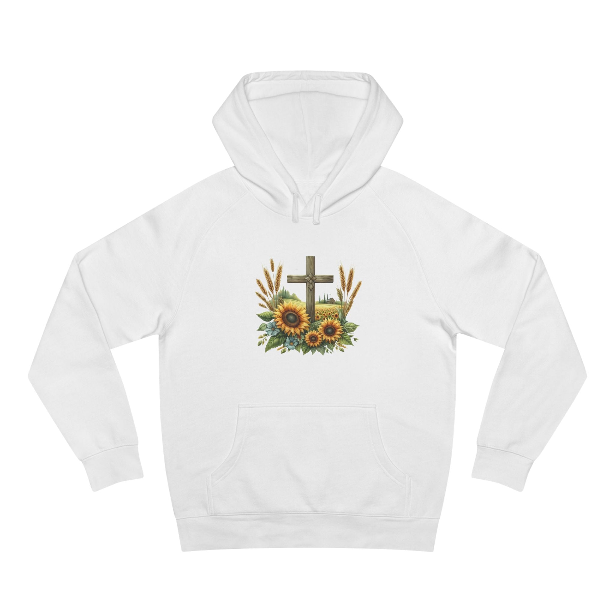 Sunflower Cross Hoodie — Christian Faith Floral Pullover