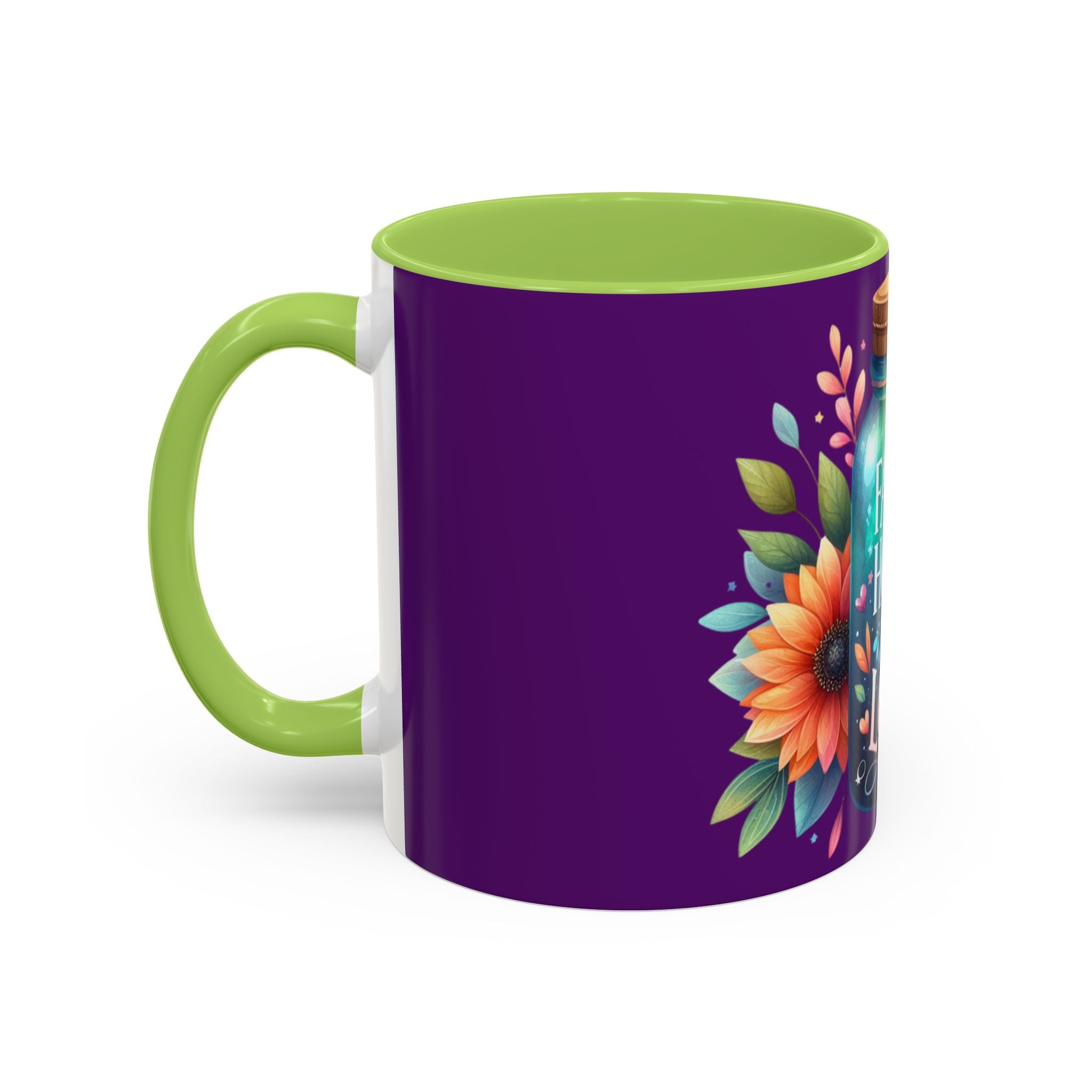 Faith Hope Love Accent Coffee Mug — Floral Jar Design (11/15 oz)