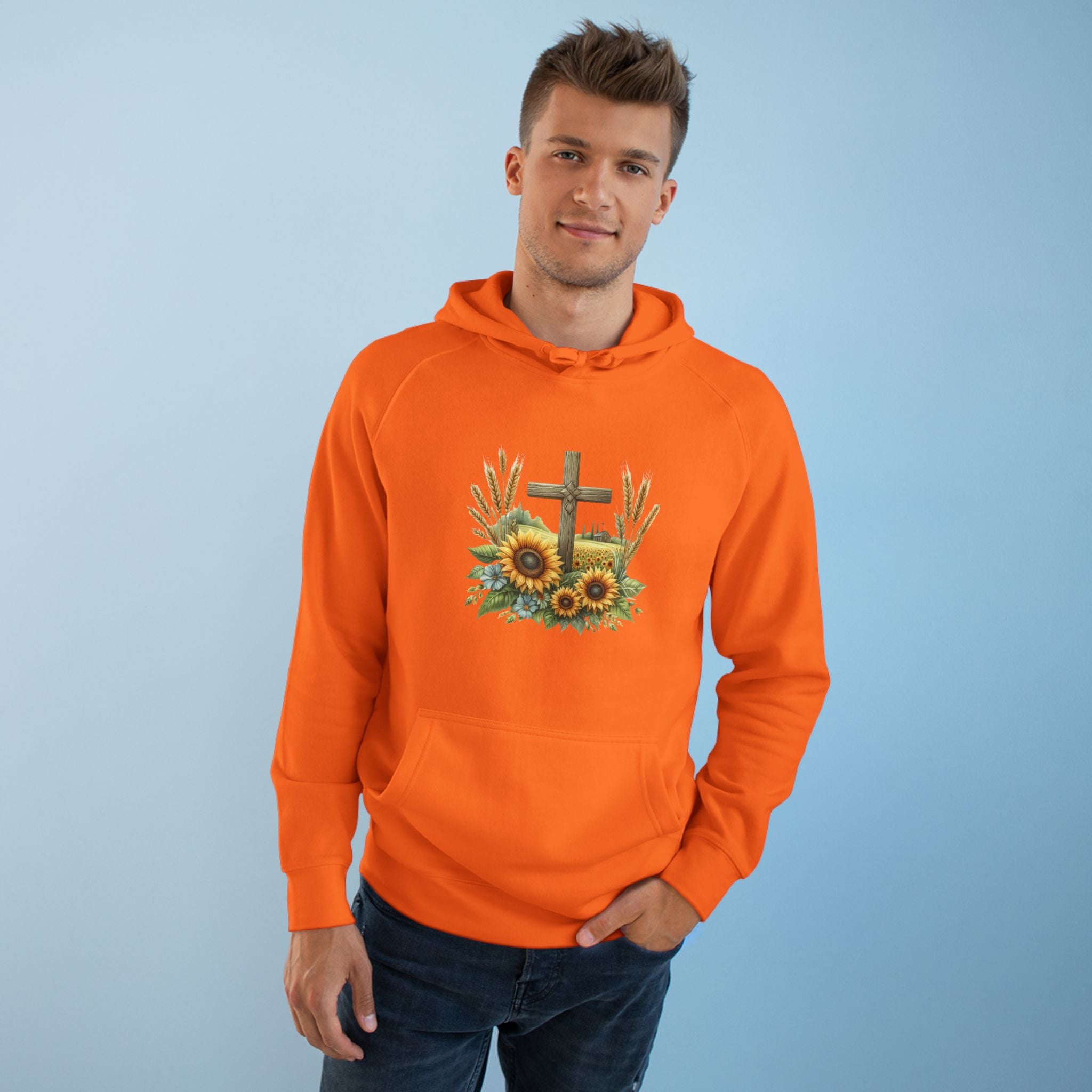 Sunflower Cross Hoodie — Christian Faith Floral Pullover
