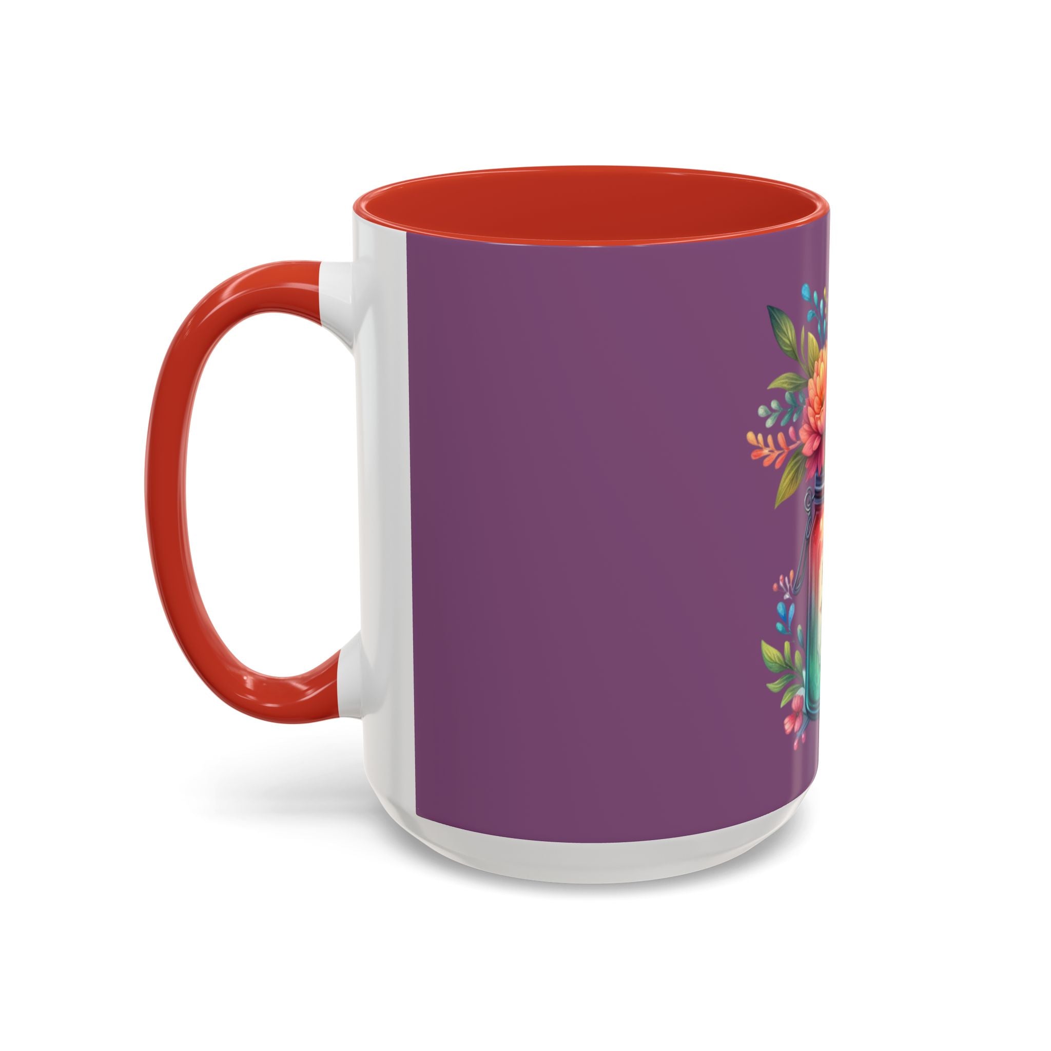 Faith & Love Floral Accent Coffee Mug — Colorful Candle Jar Design (11/15oz)