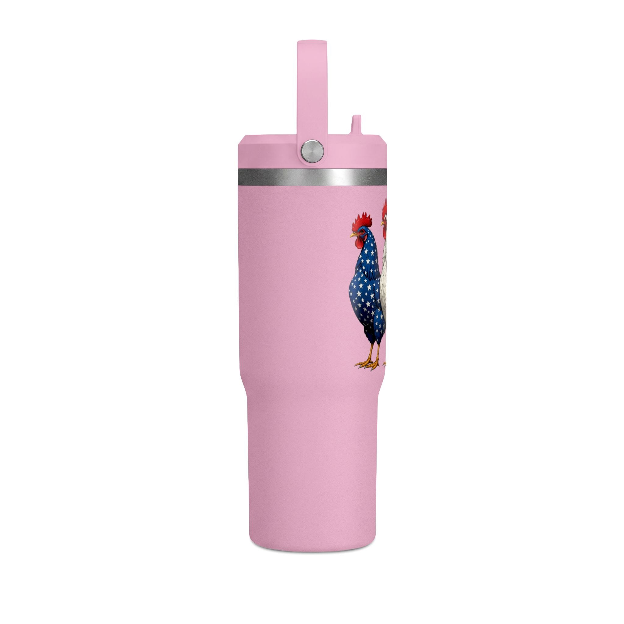 Patriotic Rooster 32oz Tumbler – American Flag Farmhouse Travel Cup