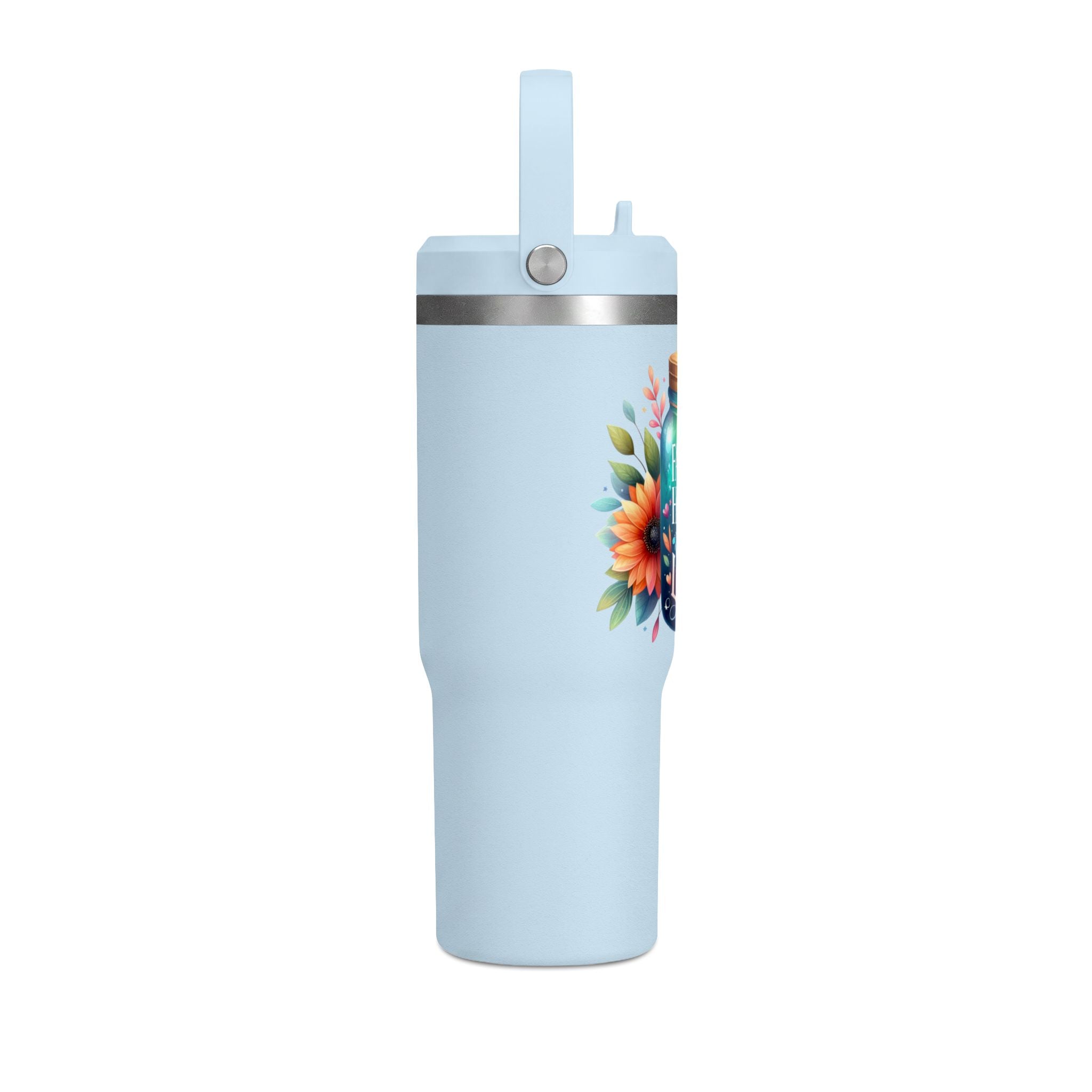 Faith Hope Love Tumbler — 32oz Insulated Travel Tumbler with Floral Jar Design