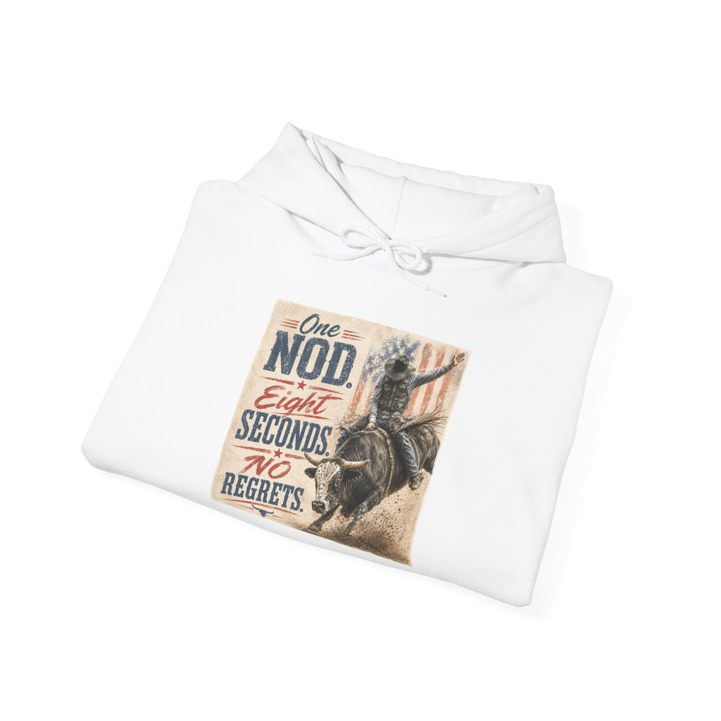 Hoodie - 'One Nod Eight Seconds No Regrets' Motorcycle Rider Vintage Graphic Hoodie