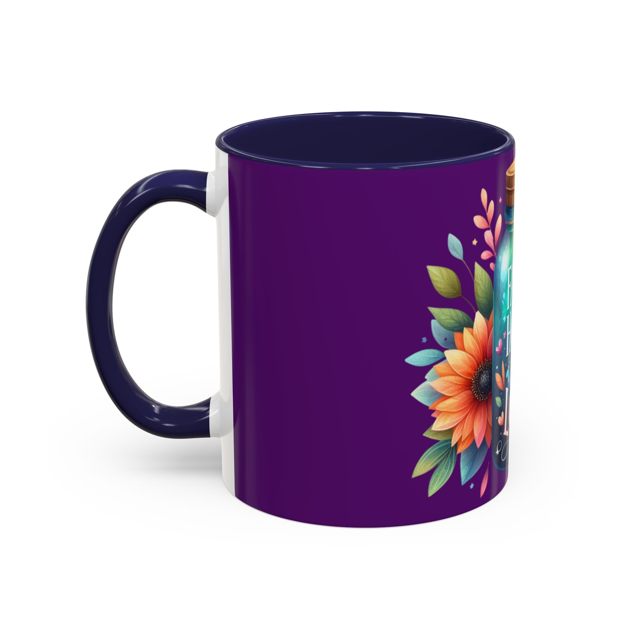 Faith Hope Love Accent Coffee Mug — Floral Jar Design (11/15 oz)