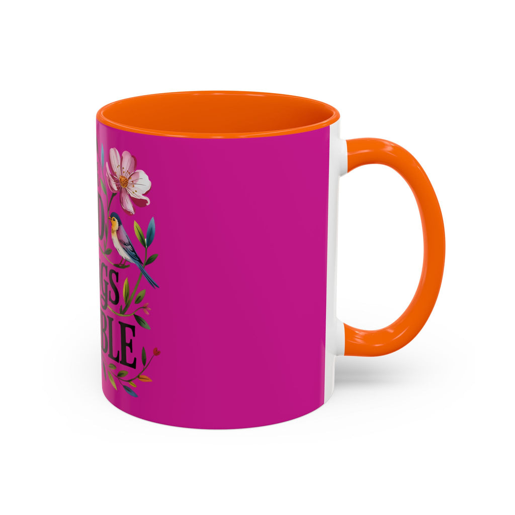 Inspirational Coffee Mug — "With God All Things Are Possible" Floral Accent