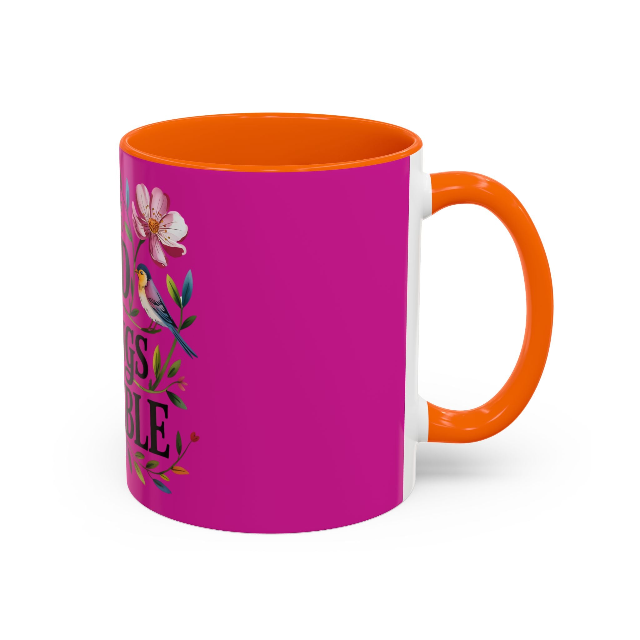 Inspirational Coffee Mug — "With God All Things Are Possible" Floral Accent
