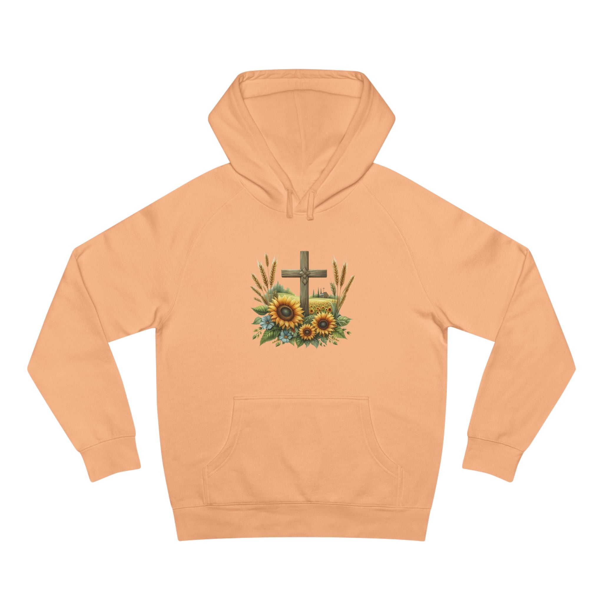 Sunflower Cross Hoodie — Christian Faith Floral Pullover