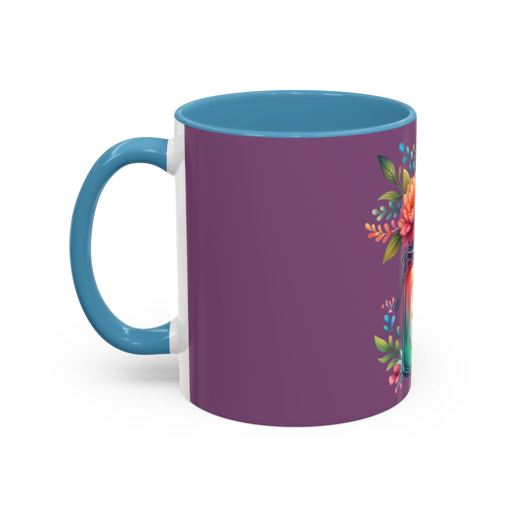 Faith & Love Floral Accent Coffee Mug — Colorful Candle Jar Design (11/15oz)