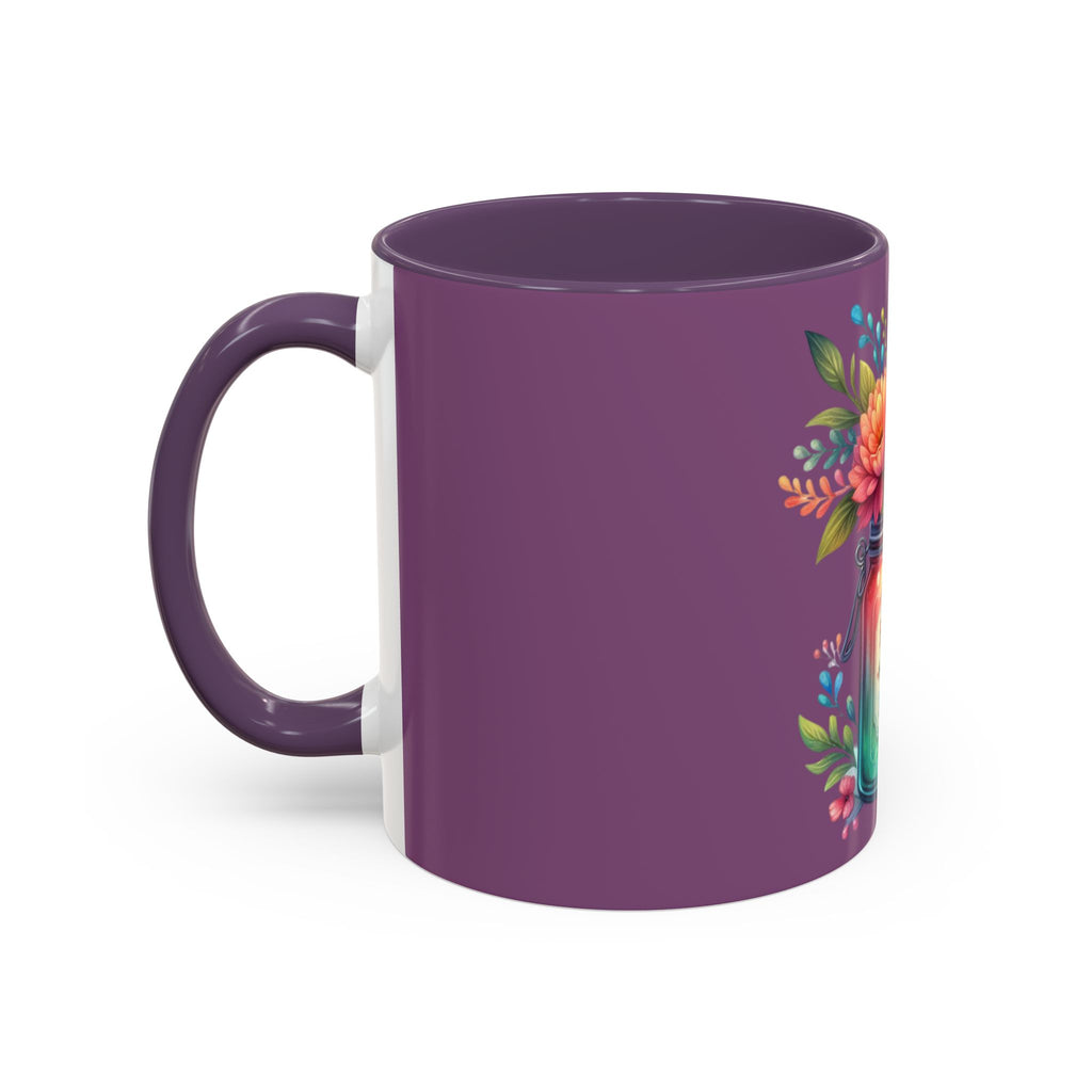 Faith & Love Floral Accent Coffee Mug — Colorful Candle Jar Design (11/15oz)
