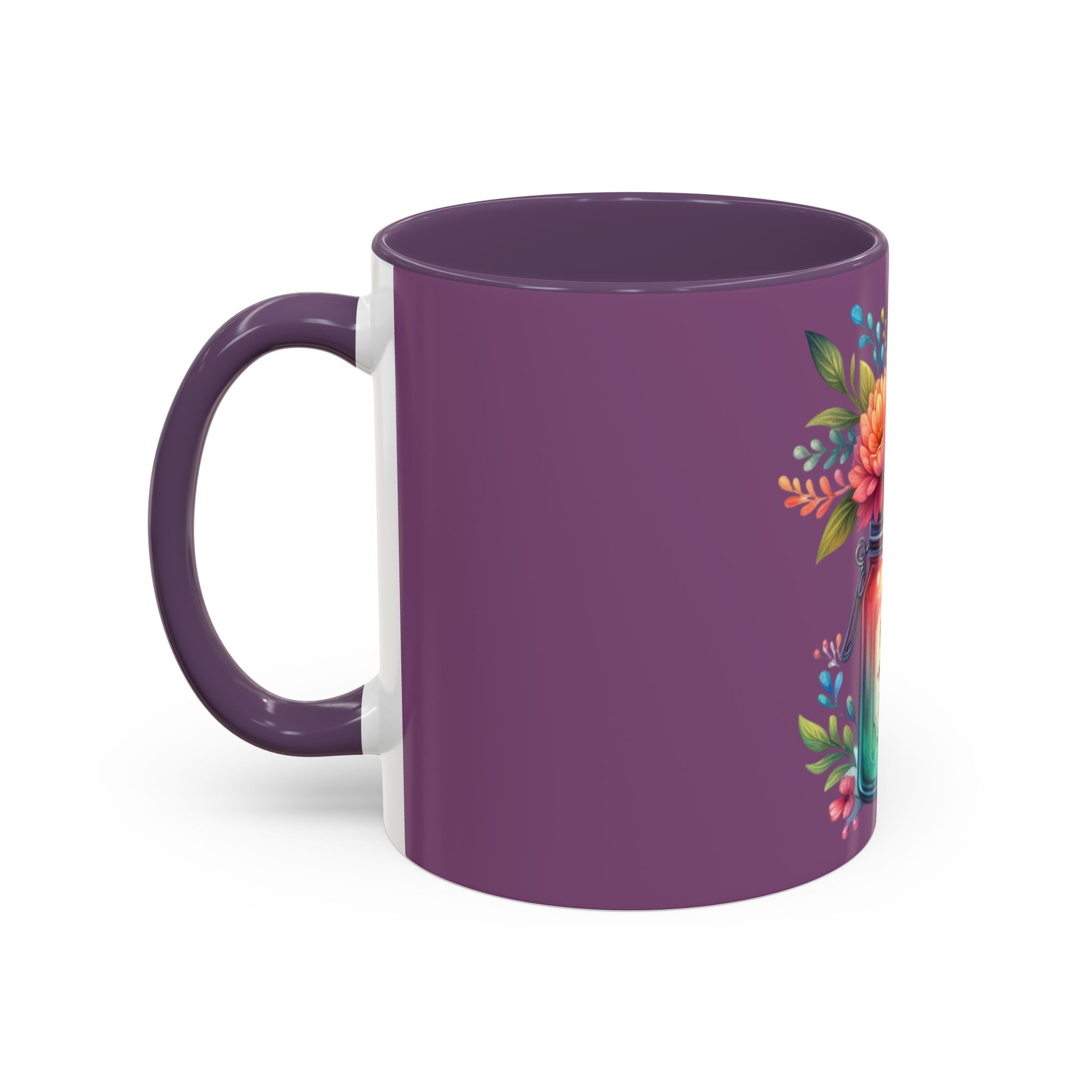 Faith & Love Floral Accent Coffee Mug — Colorful Candle Jar Design (11/15oz)