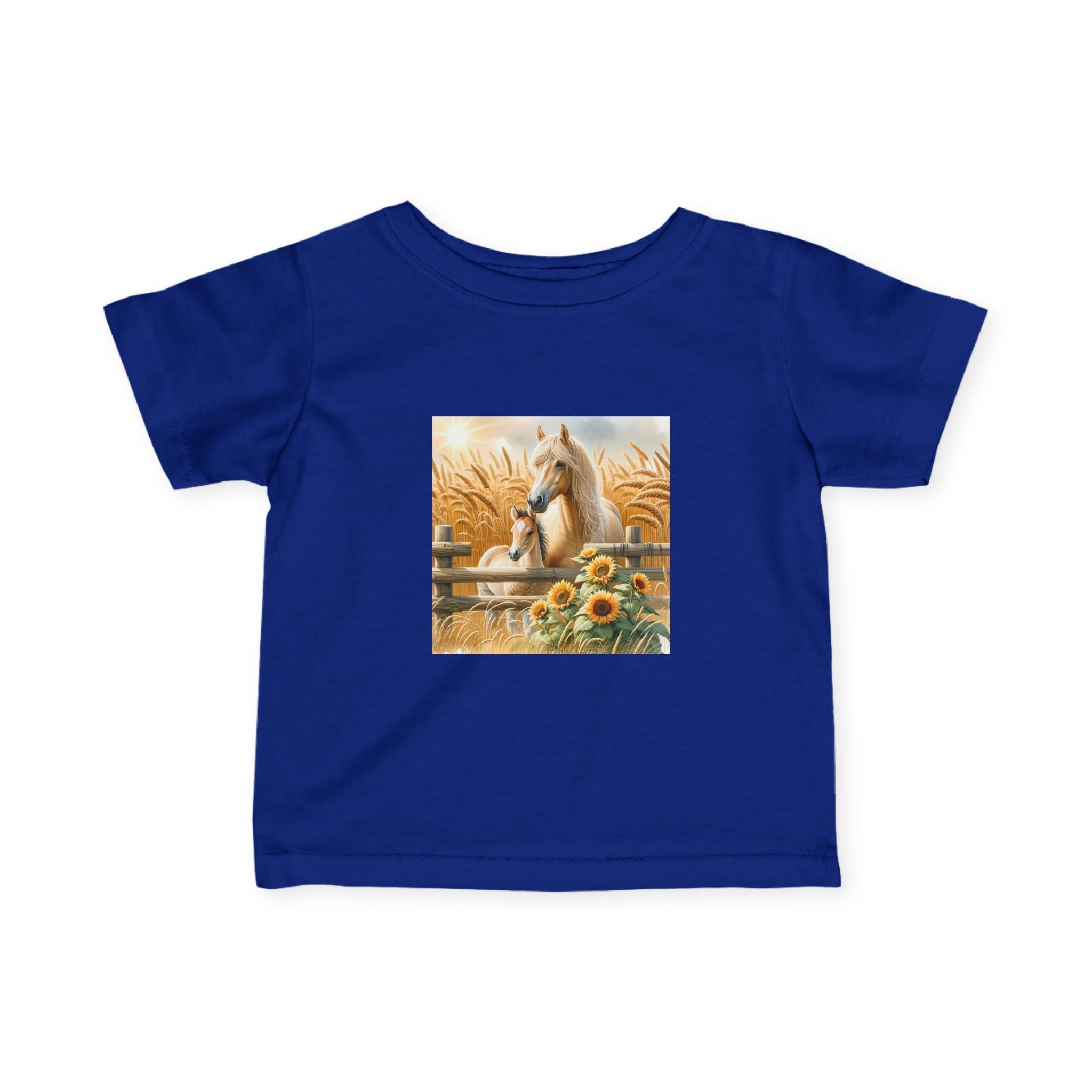 Infant Tee — Rustic Horse & Sunflower Farmyard Design