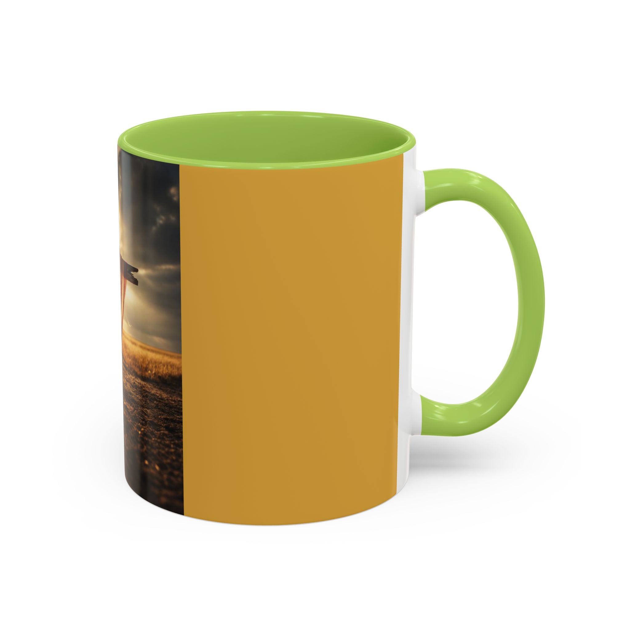 Patriotic Cross Coffee Mug — American Flag Sunrise Accent Mug (11/15oz)