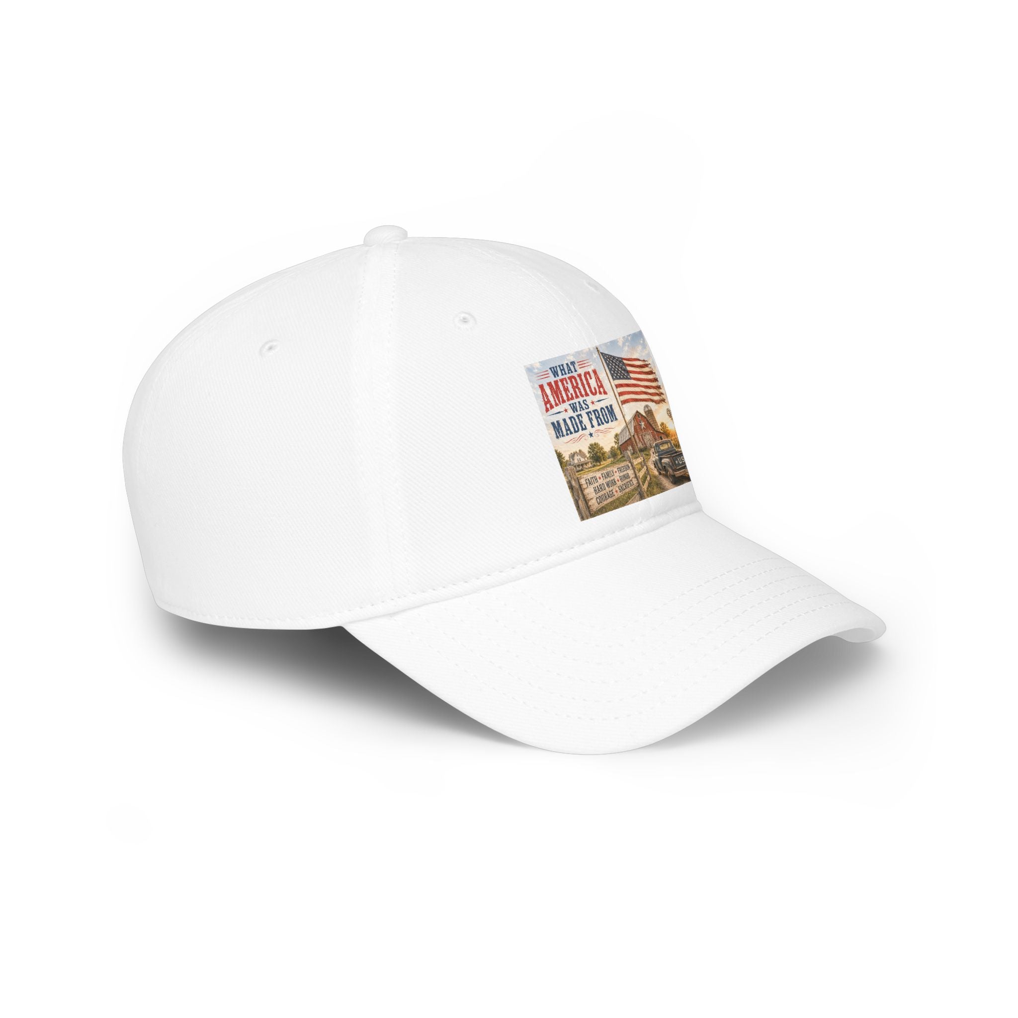 Baseball Cap — "What America Was Made From" Vintage Flag Patriotic Hat