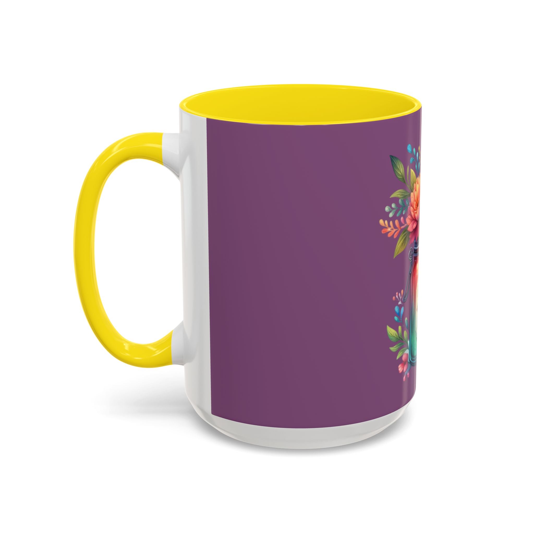 Faith & Love Floral Accent Coffee Mug — Colorful Candle Jar Design (11/15oz)