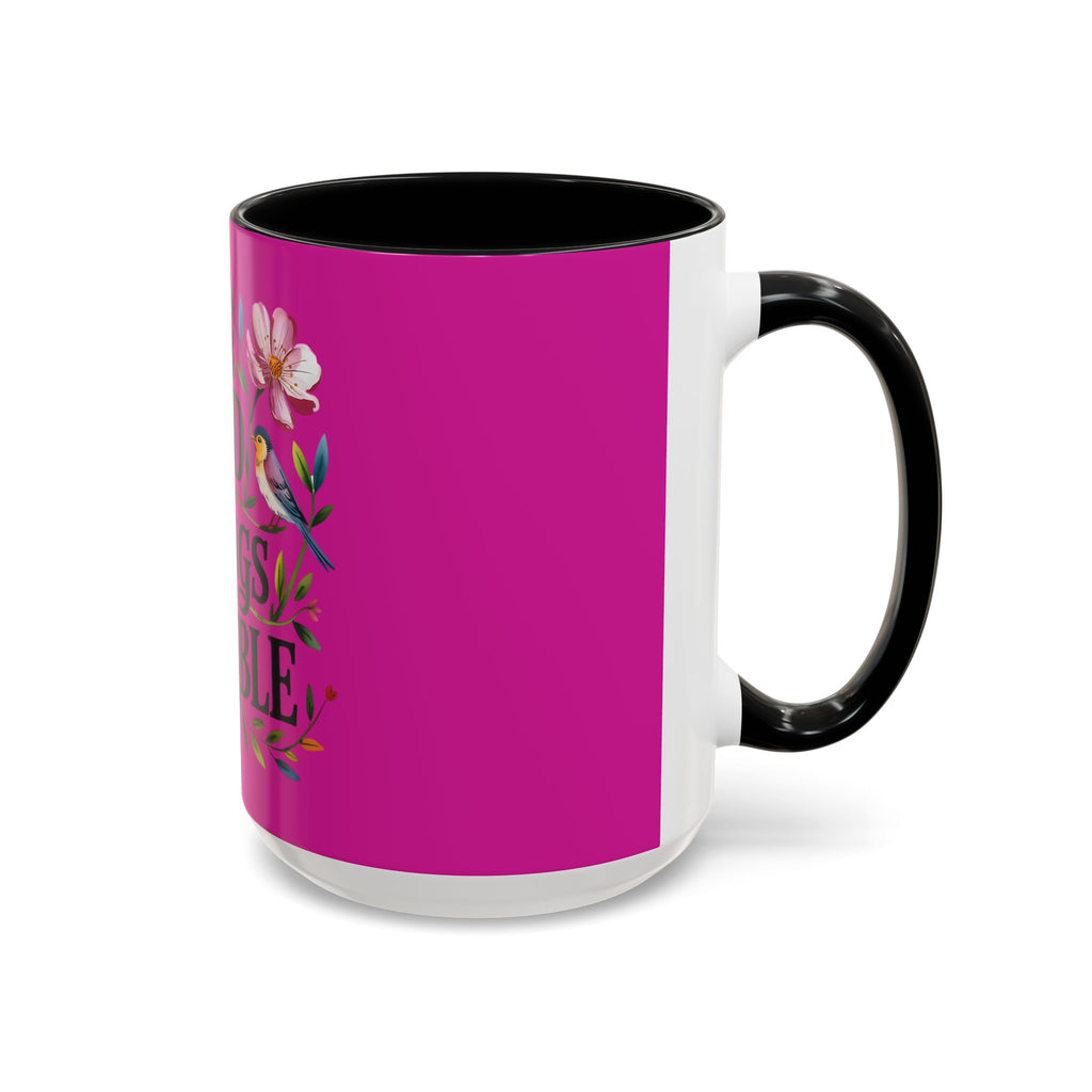 Inspirational Coffee Mug — "With God All Things Are Possible" Floral Accent