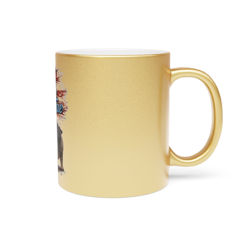 Red White & True Patriotic Dog Metallic Mug