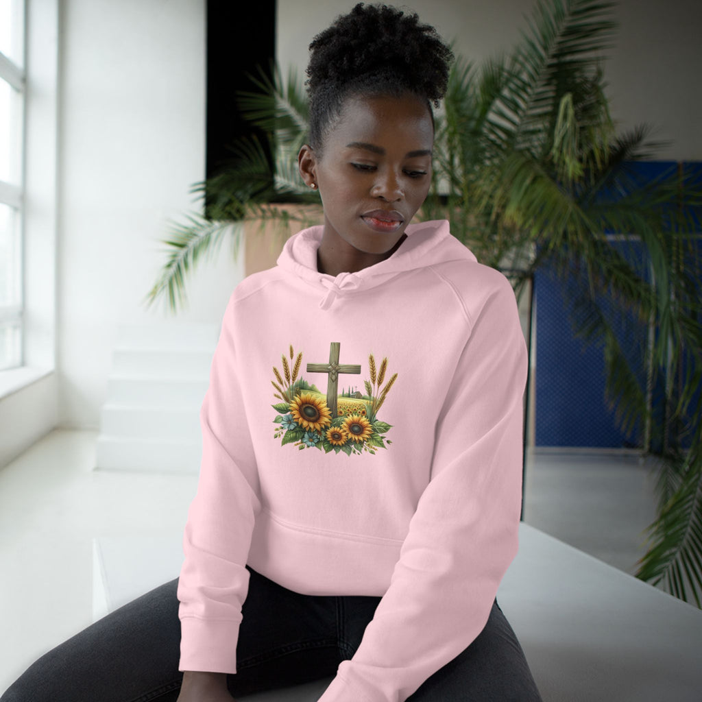 Sunflower Cross Hoodie — Christian Faith Floral Pullover