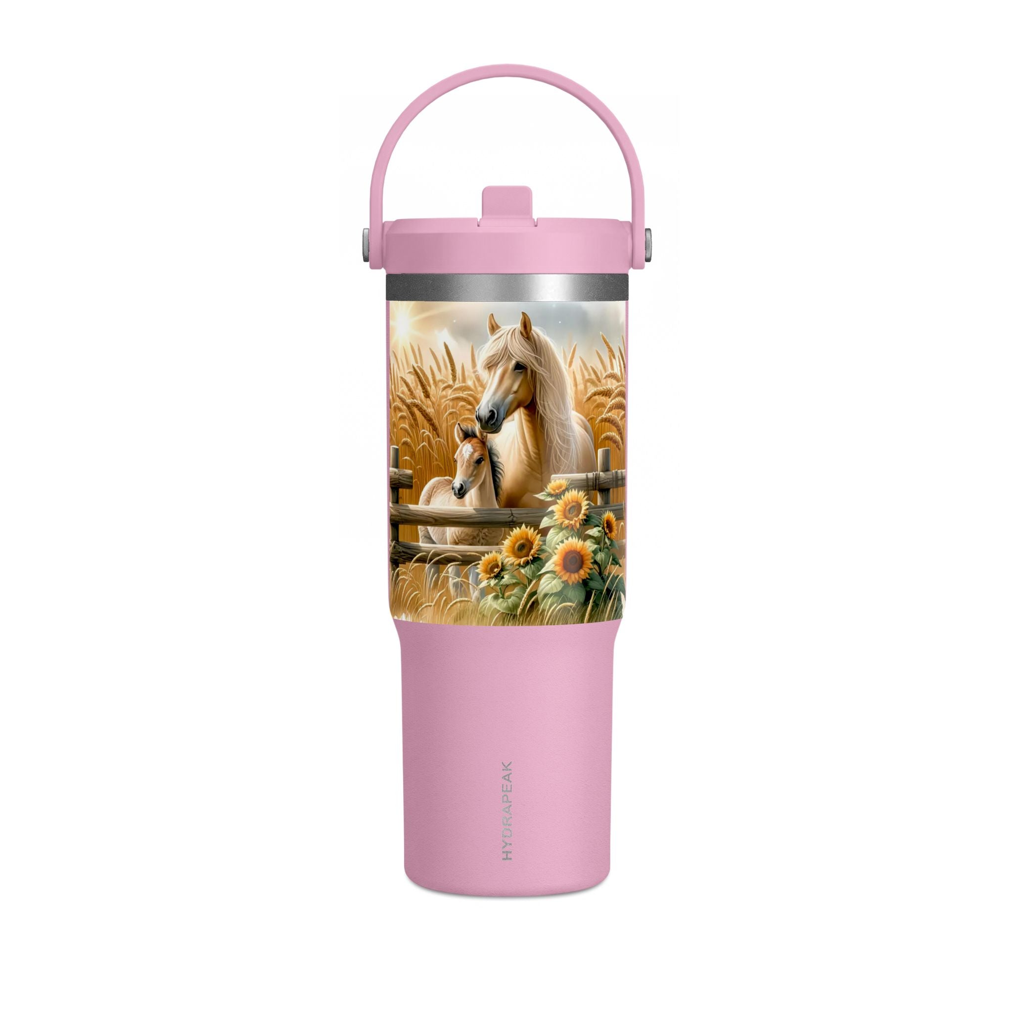 32oz Horse Tumbler — Sunflower Farm Scene Stainless Travel Cup