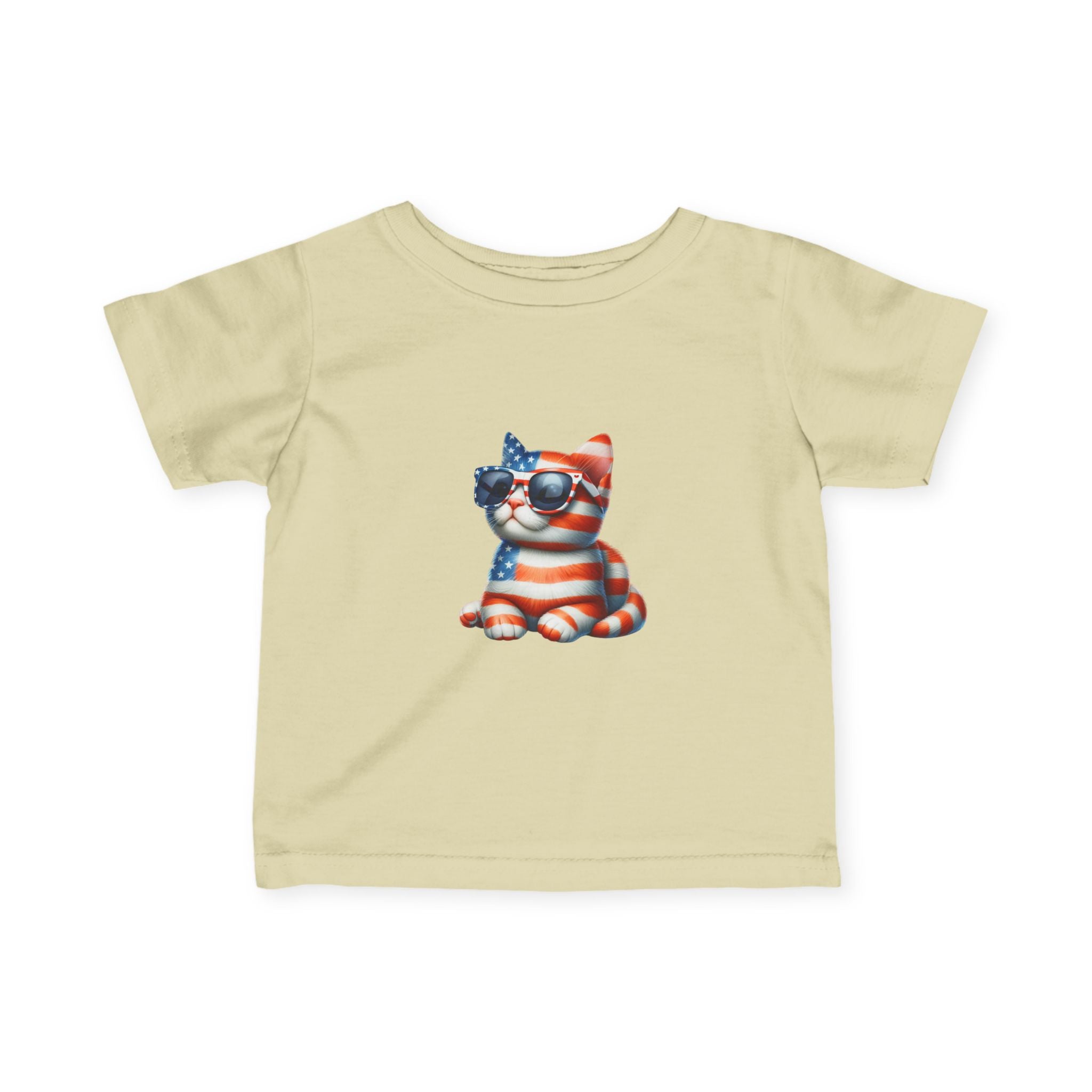 Patriotic Kitty Infant Tee — American Flag Cat Baby Shirt