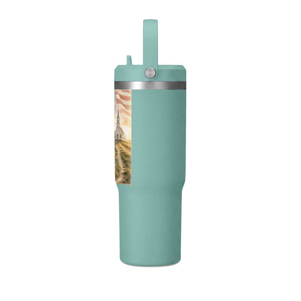 32oz Inspirational Tumbler - "Pray Hard. Stand Strong." Patriotic Travel Cup