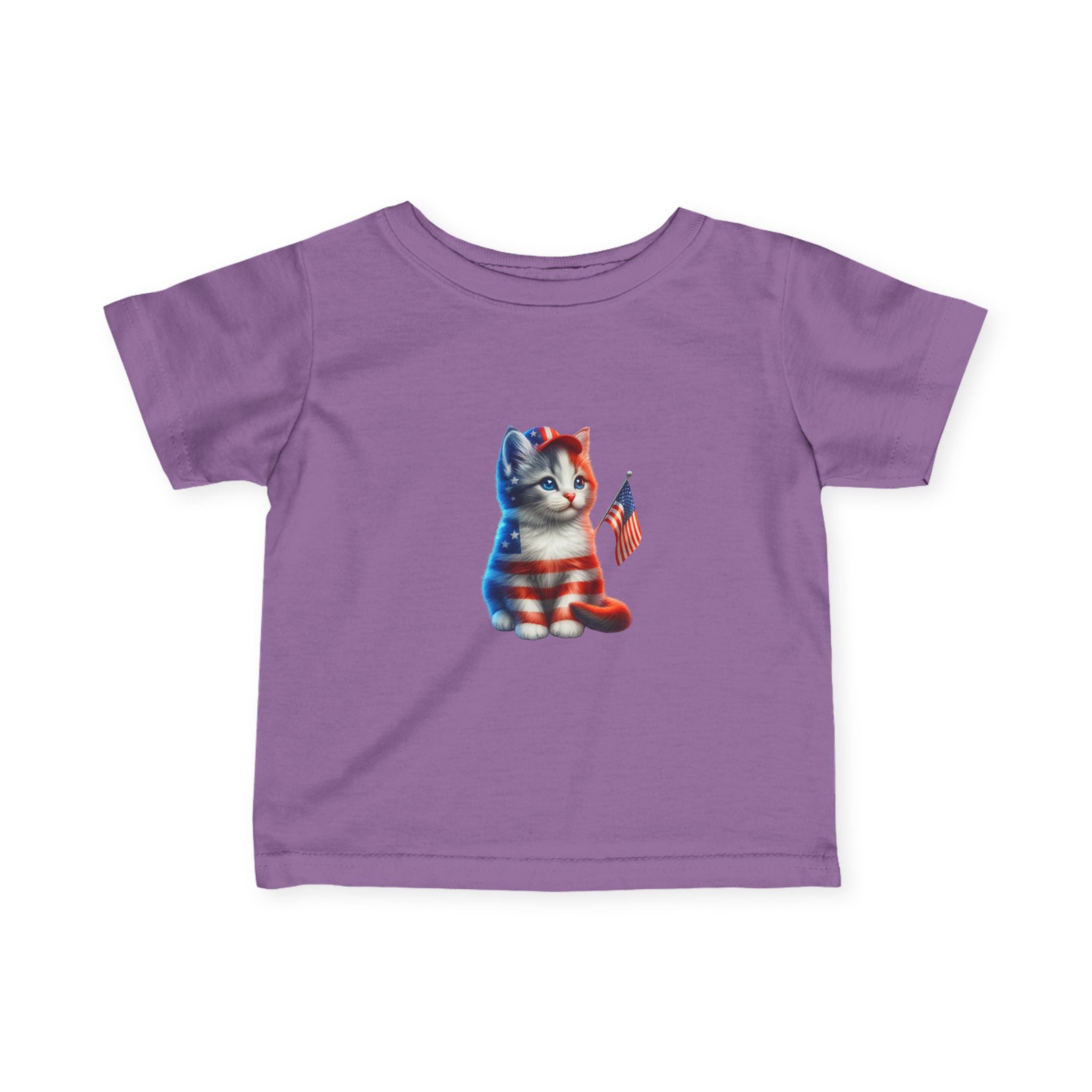 Infant Tee — Patriotic American Flag Kitten Graphic