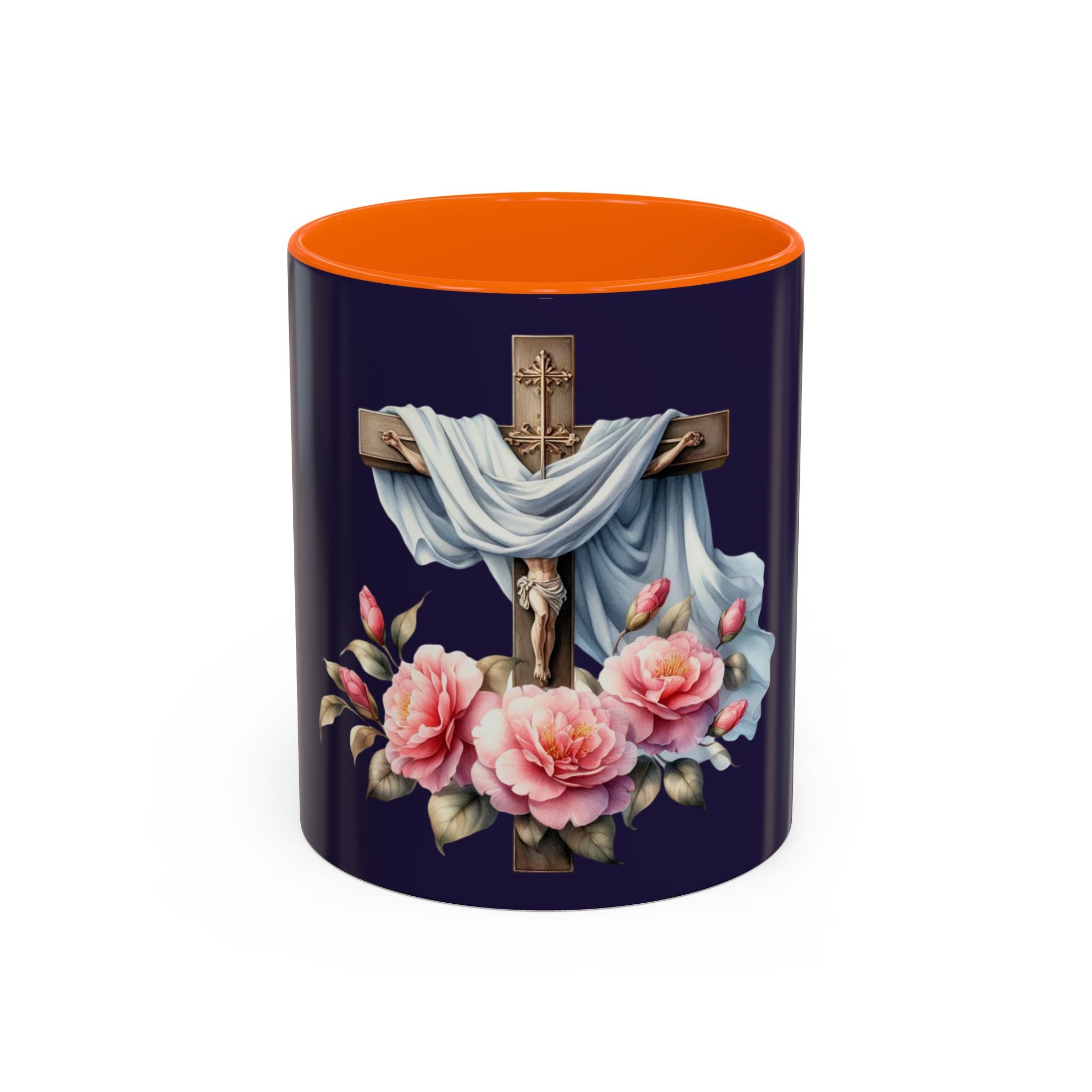 Easter Cross Coffee Mug — Floral Crucifix Accent Mug (11/15 oz)