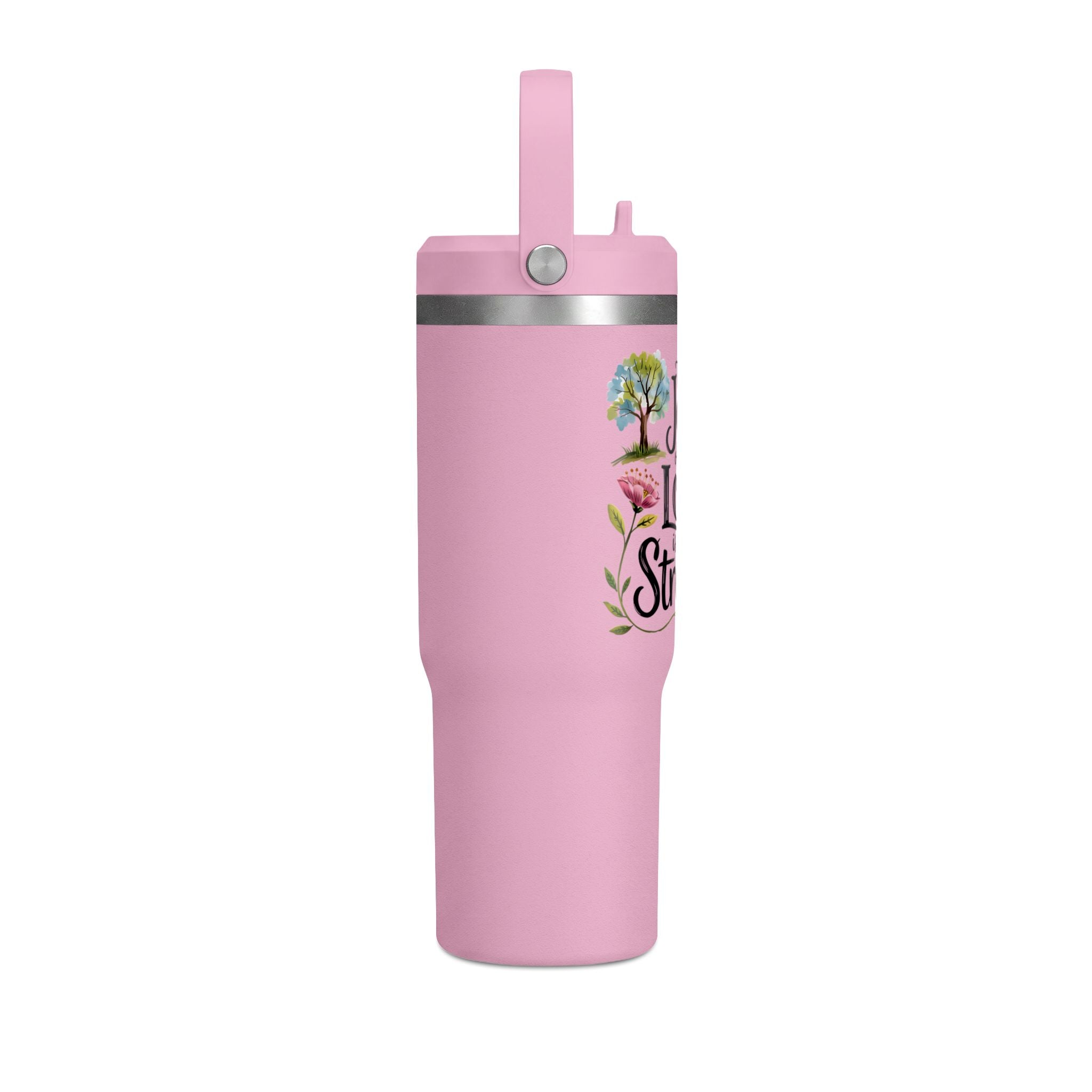 Nomad Tumbler 32oz – “The Joy of the Lord Is Your Strength” Floral Insulated Travel Mug