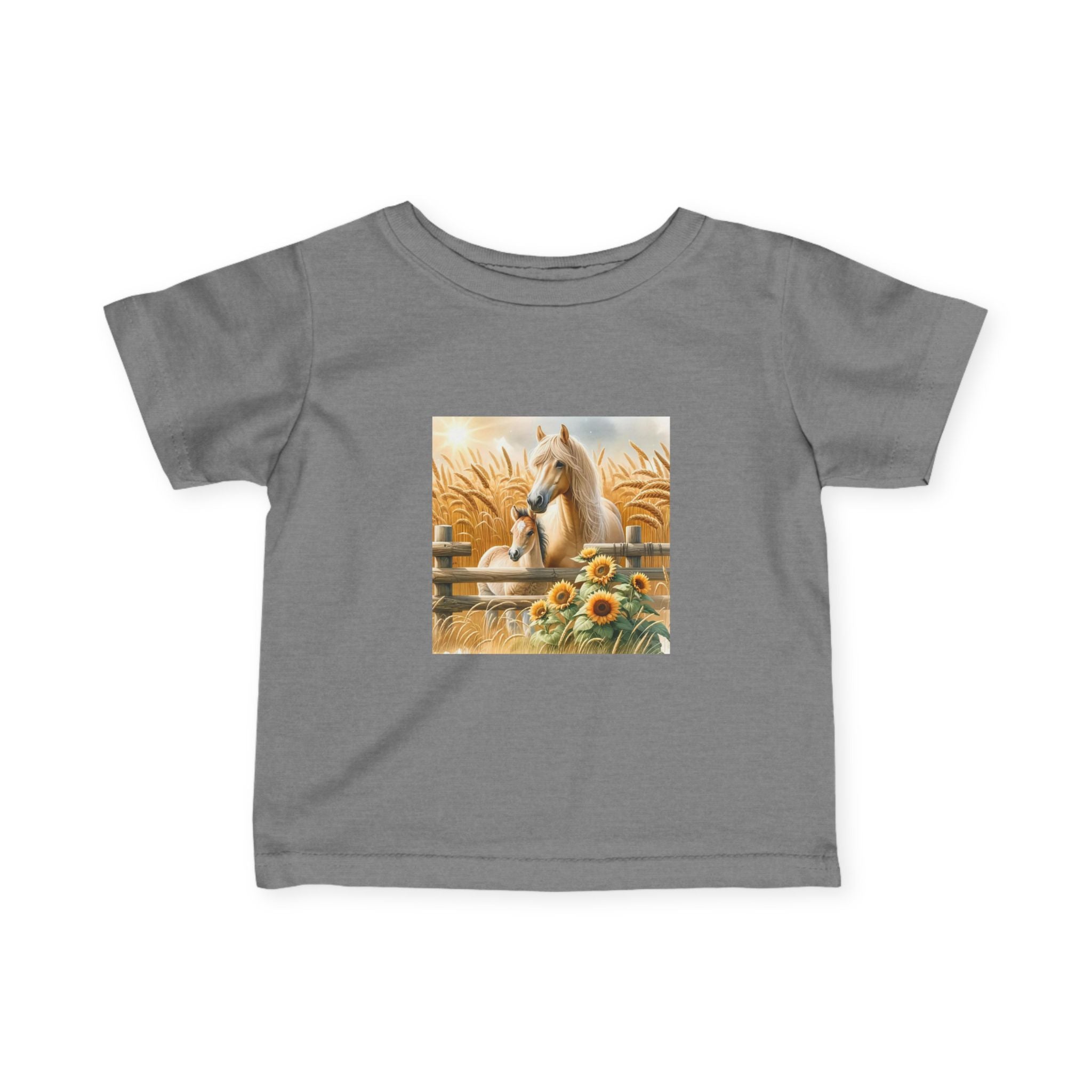 Infant Tee — Rustic Horse & Sunflower Farmyard Design