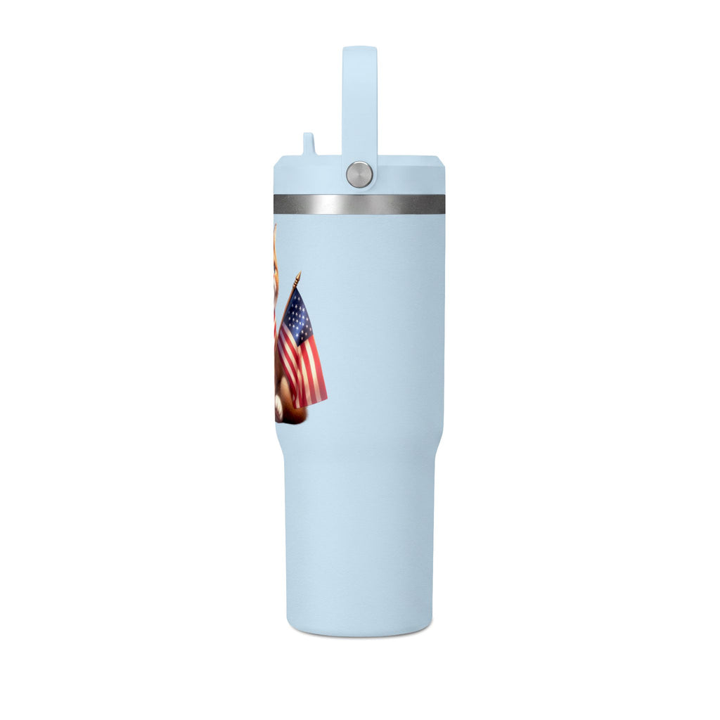32oz Tumbler — Patriotic Kitten with American Flag Bandana