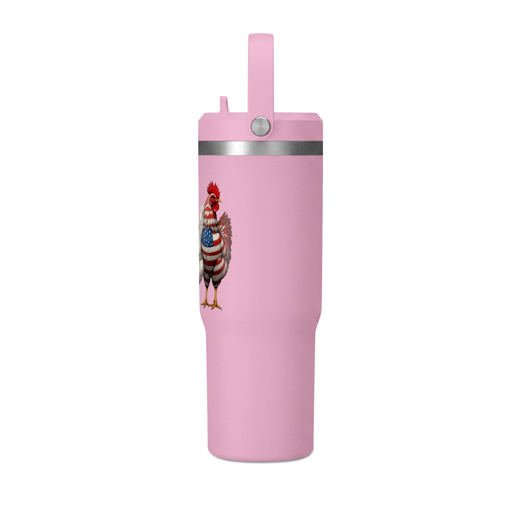 Patriotic Rooster 32oz Tumbler – American Flag Farmhouse Travel Cup