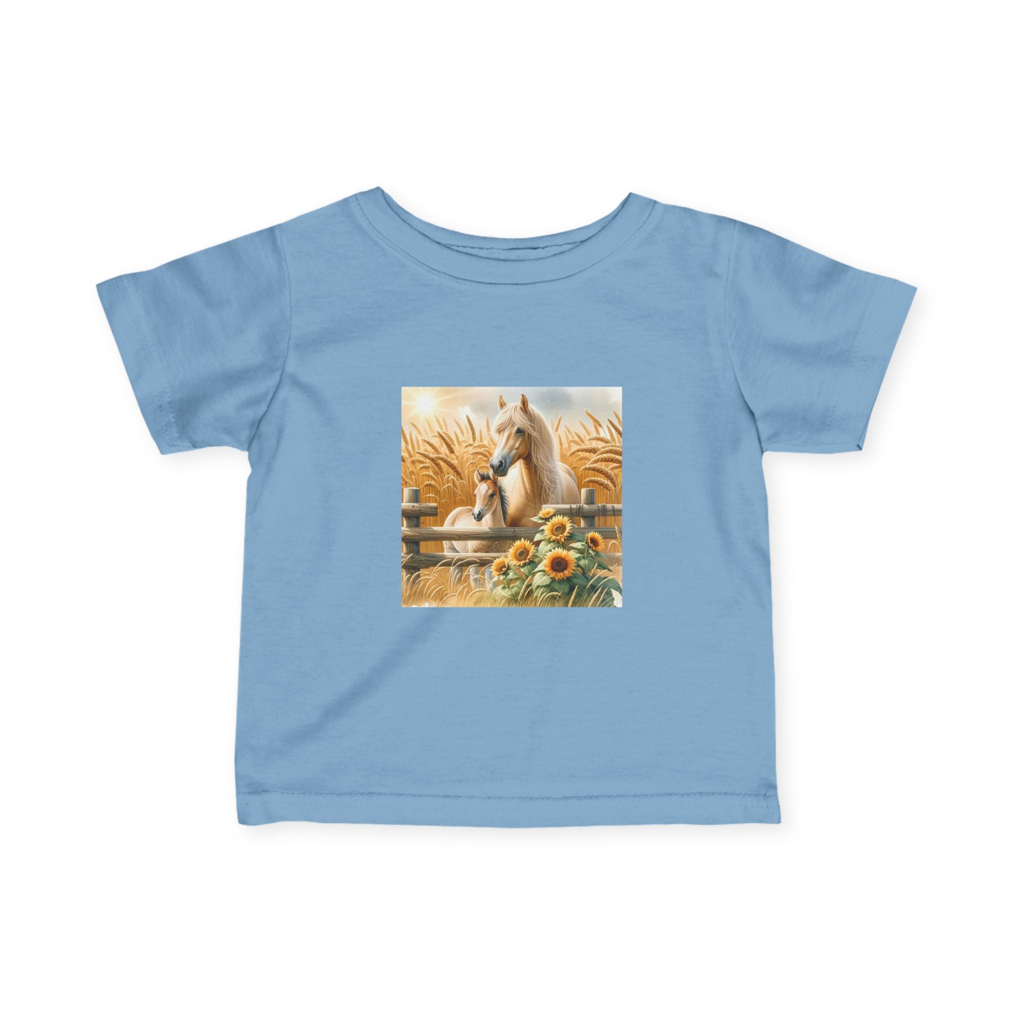 Infant Tee — Rustic Horse & Sunflower Farmyard Design