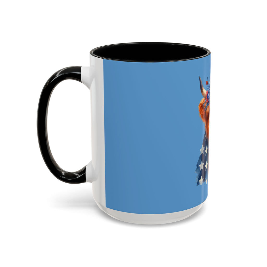 Patriotic Highland Cow Accent Coffee Mug – 11/15oz