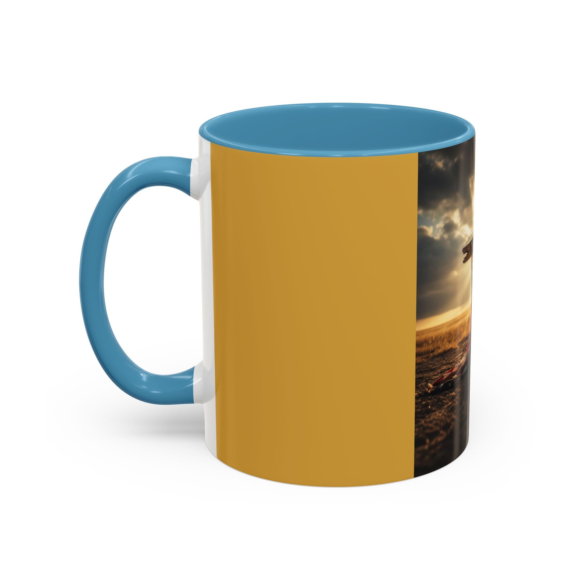 Patriotic Cross Coffee Mug — American Flag Sunrise Accent Mug (11/15oz)
