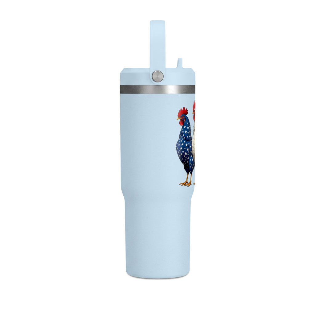 Patriotic Rooster 32oz Tumbler – American Flag Farmhouse Travel Cup