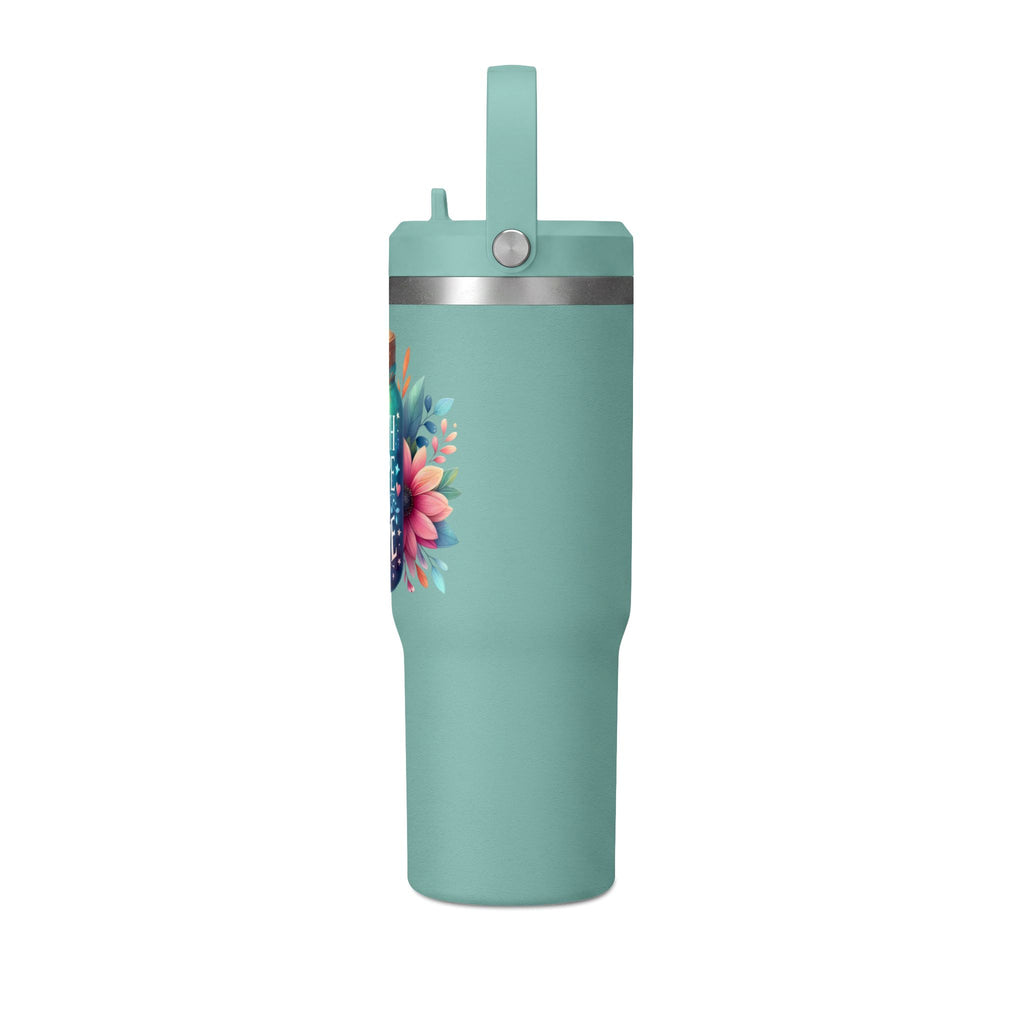Faith Hope Love Tumbler — 32oz Insulated Travel Tumbler with Floral Jar Design