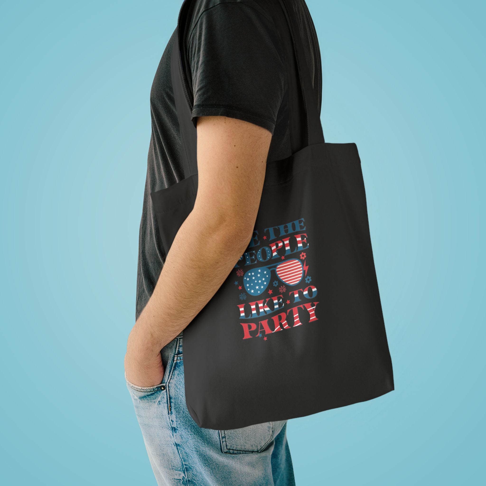 Patriotic "We The People" Cotton Tote Bag – Fourth of July USA Flag Market Bag