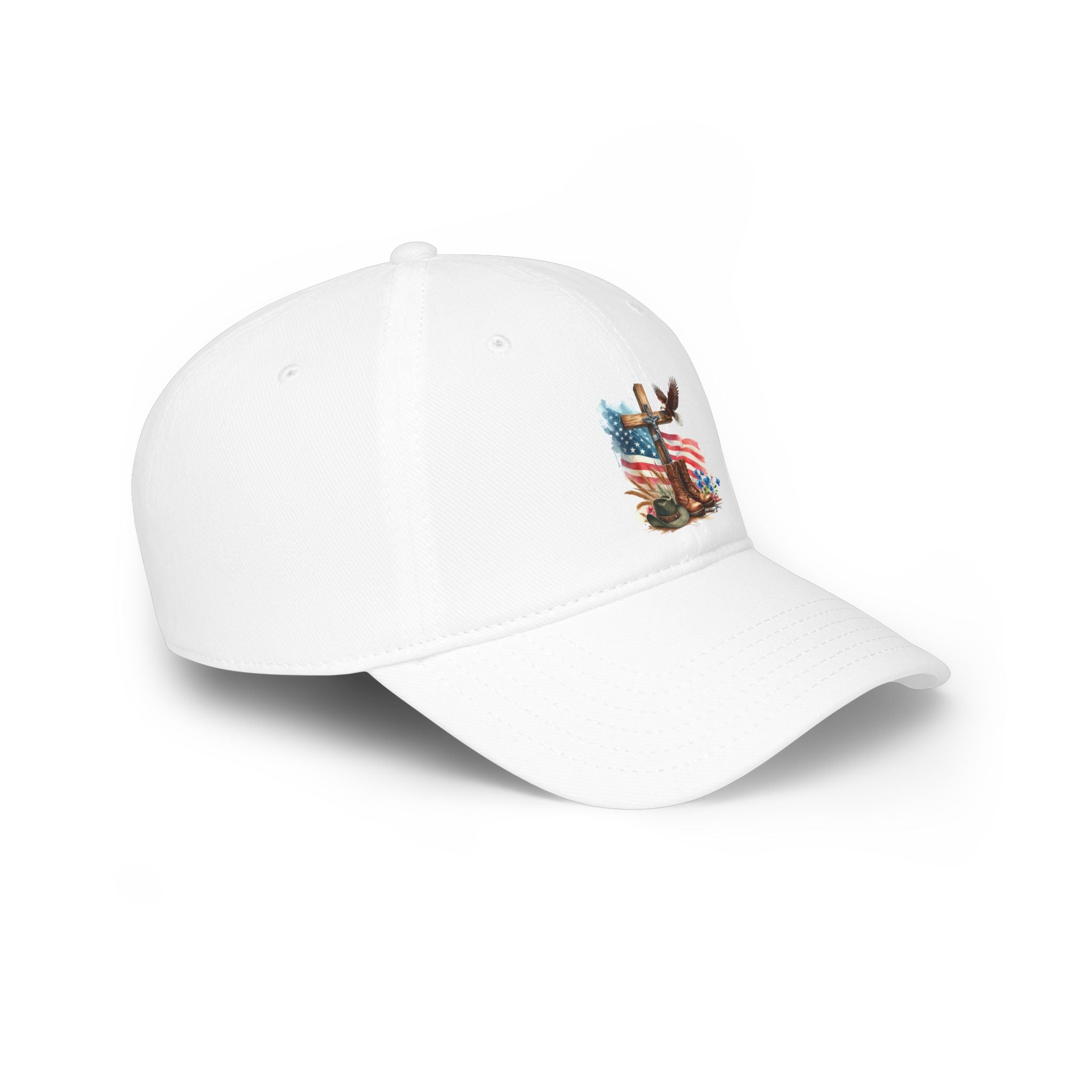 American Flag Cross Cap — Patriotic Low Profile Baseball Hat