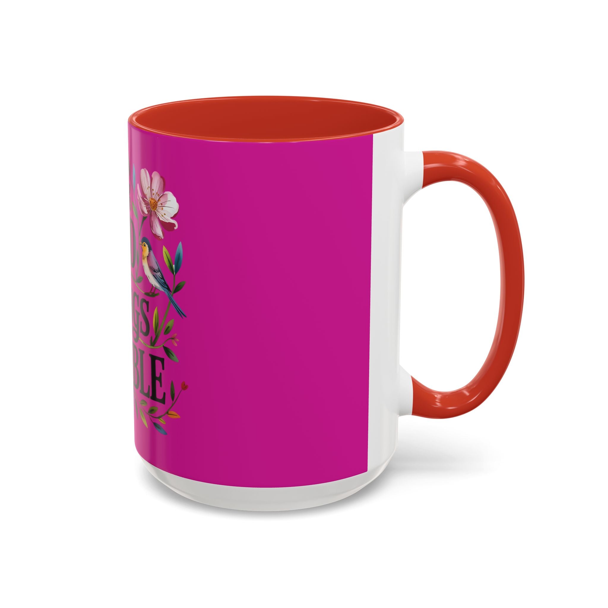 Inspirational Coffee Mug — "With God All Things Are Possible" Floral Accent