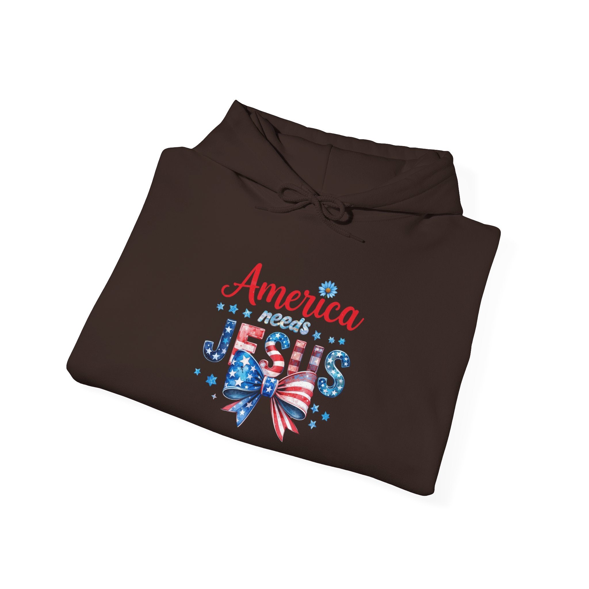 America Loves Jesus Patriotic Hoodie – Flag Bow Christian Sweatshirt