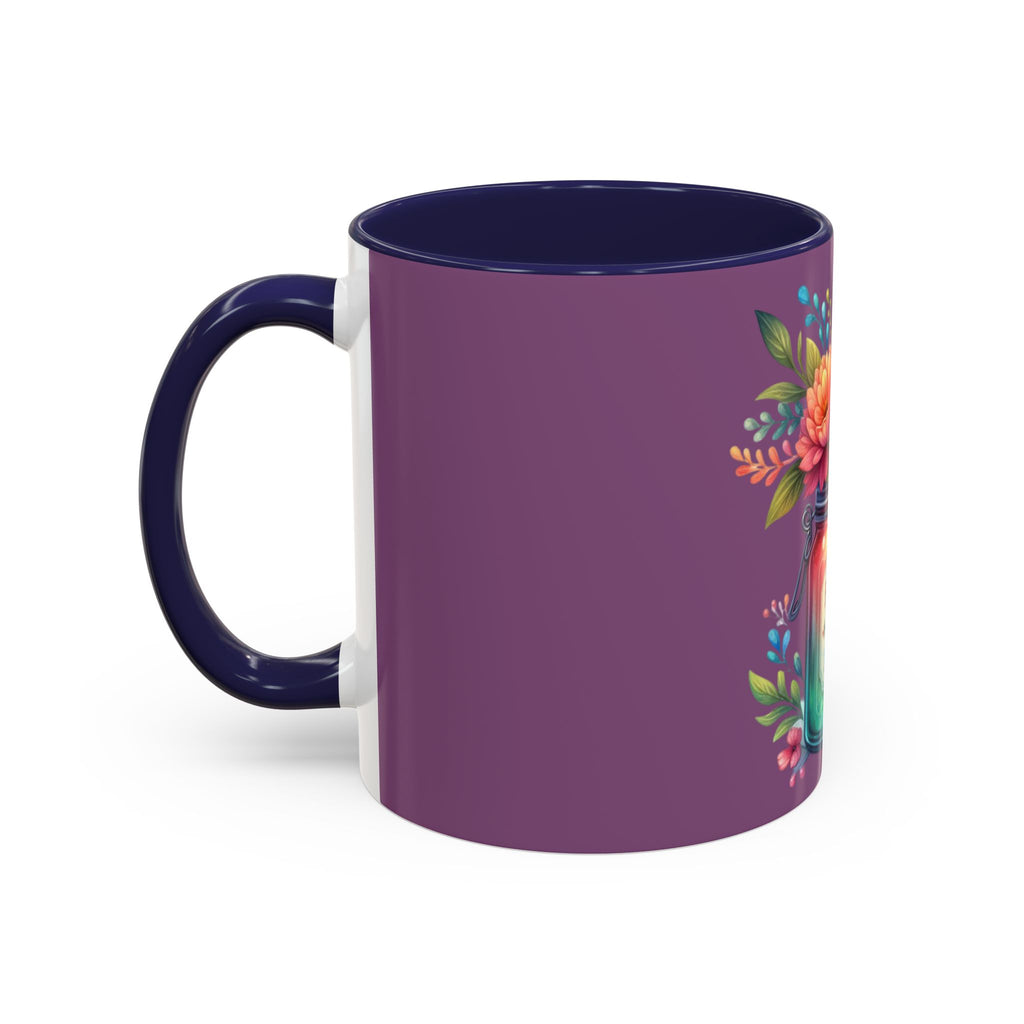 Faith & Love Floral Accent Coffee Mug — Colorful Candle Jar Design (11/15oz)