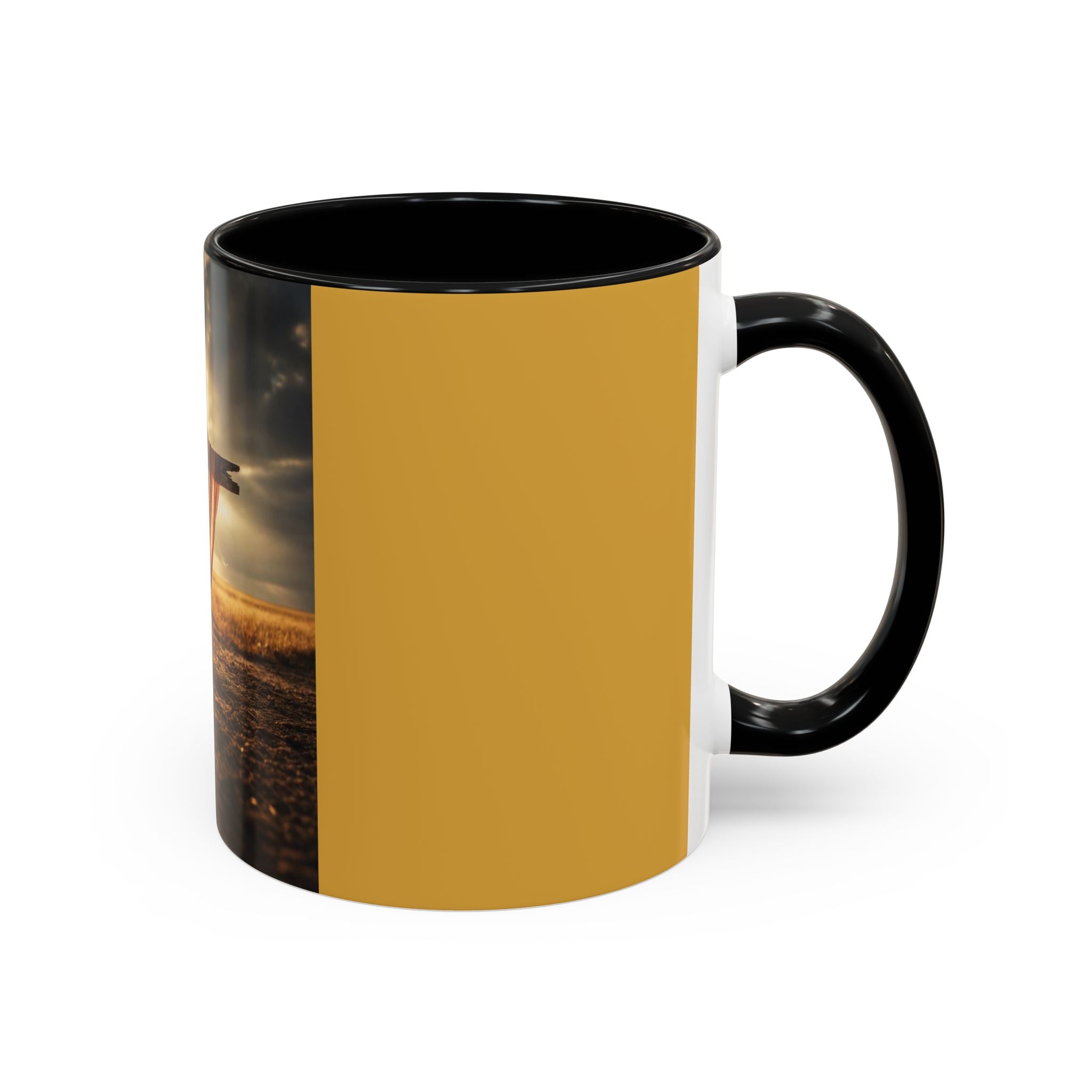 Patriotic Cross Coffee Mug — American Flag Sunrise Accent Mug (11/15oz)