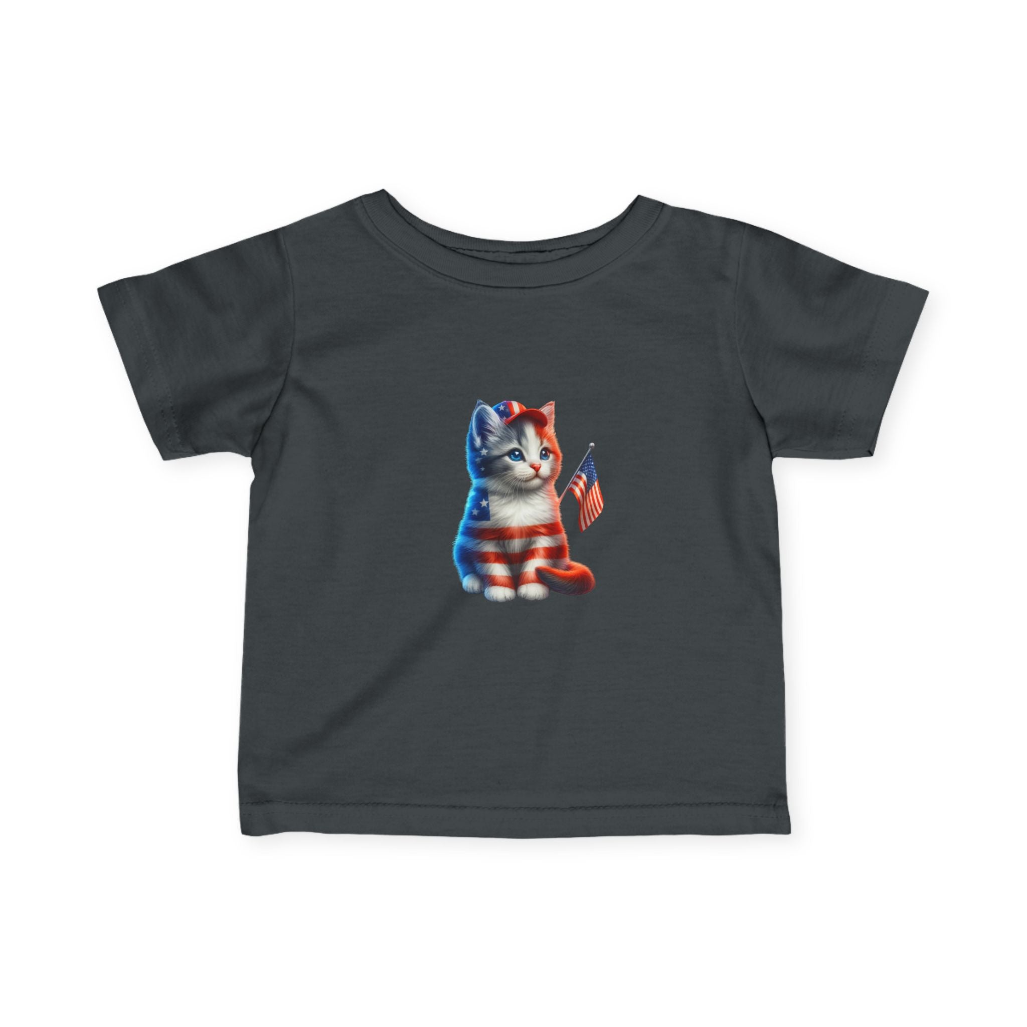 Infant Tee — Patriotic American Flag Kitten Graphic