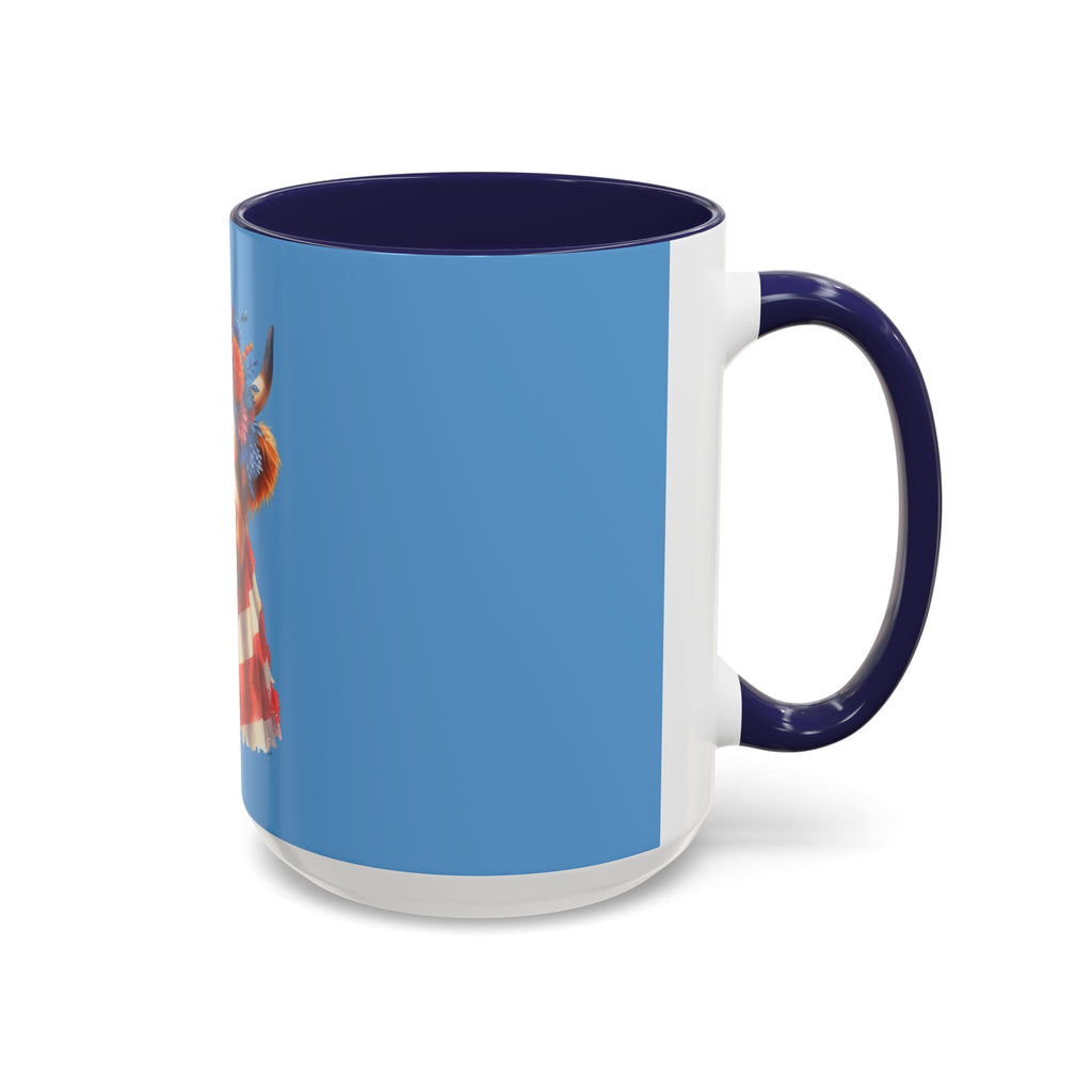 Patriotic Highland Cow Accent Coffee Mug – 11/15oz