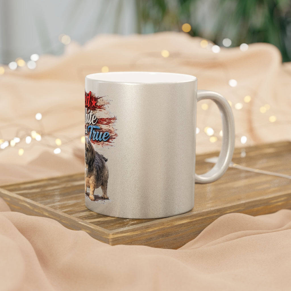 Red White & True Patriotic Dog Metallic Mug