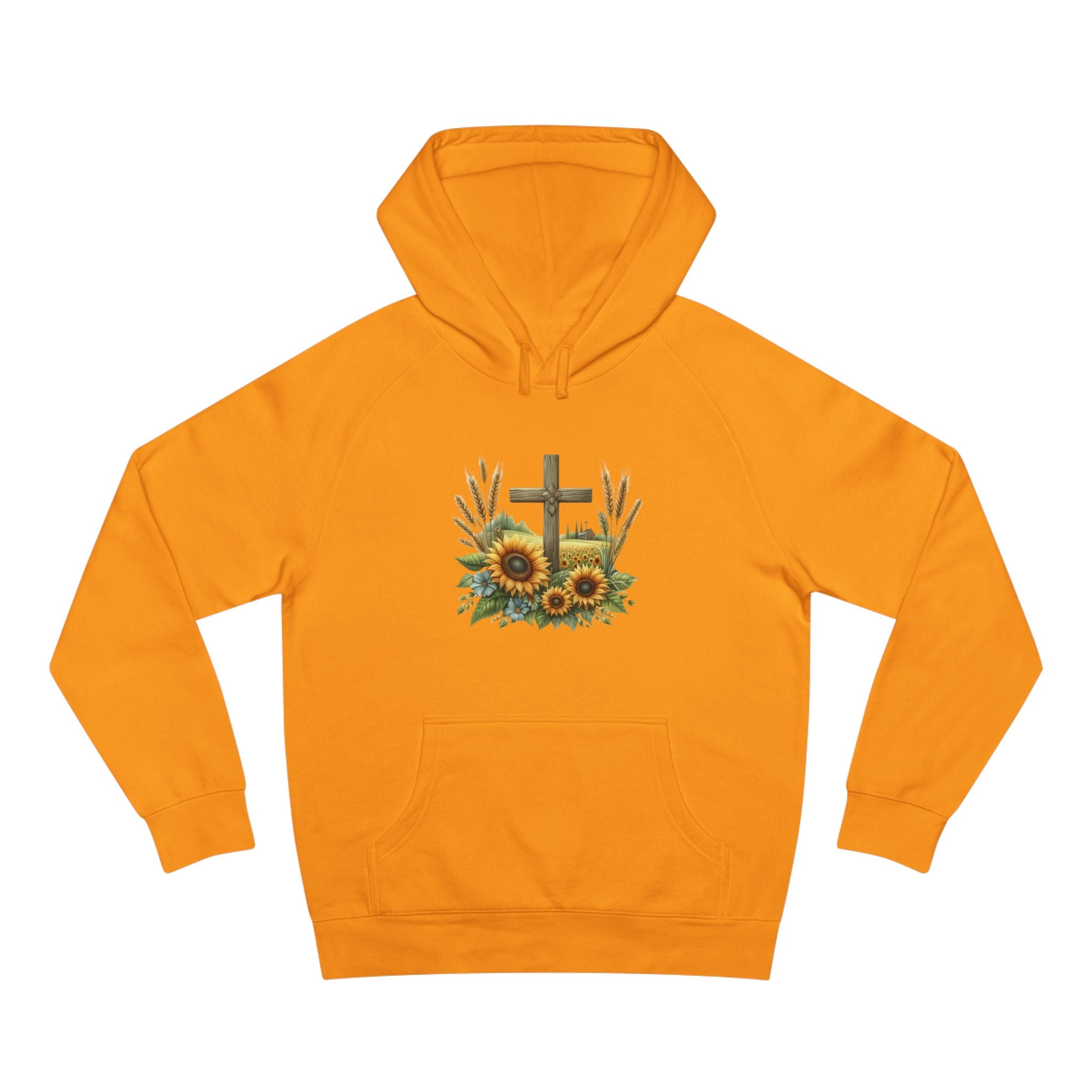 Sunflower Cross Hoodie — Christian Faith Floral Pullover