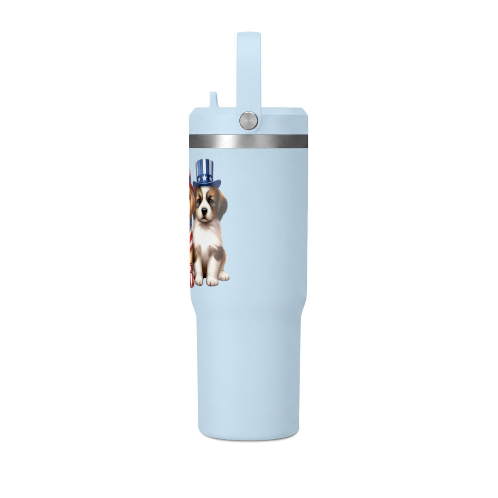 32oz Tumbler - Patriotic Puppies American Flag Travel Cup