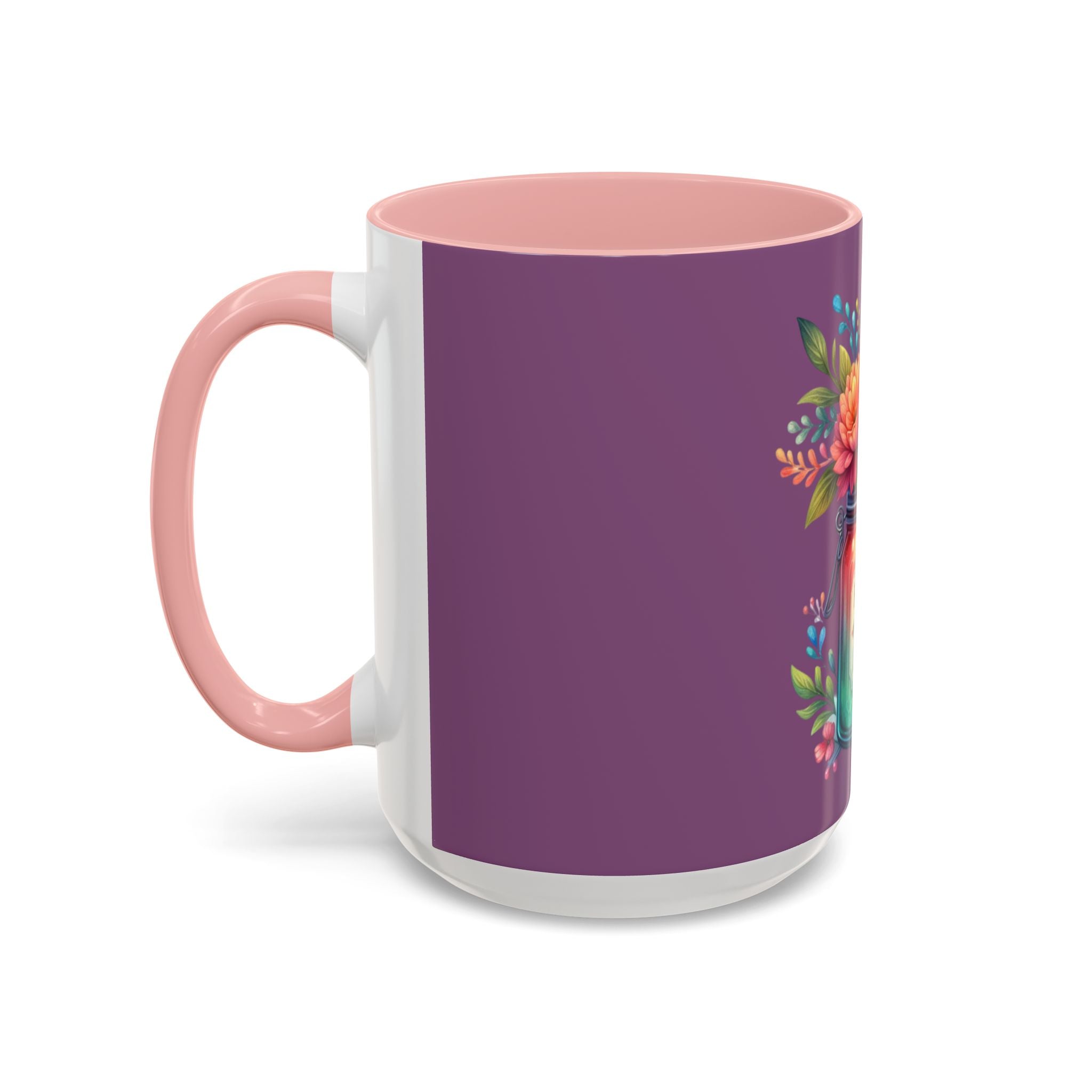 Faith & Love Floral Accent Coffee Mug — Colorful Candle Jar Design (11/15oz)