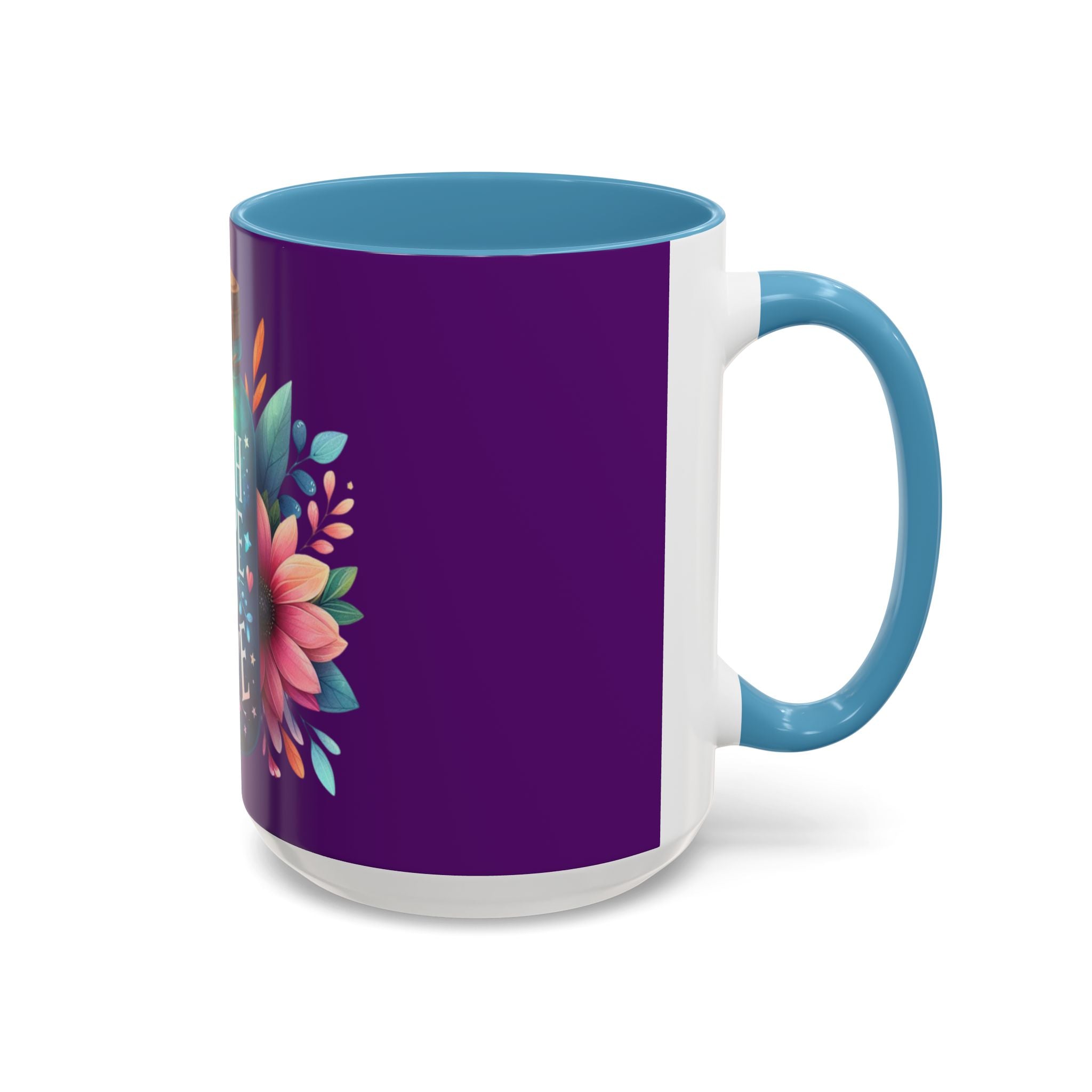 Faith Hope Love Accent Coffee Mug — Floral Jar Design (11/15 oz)