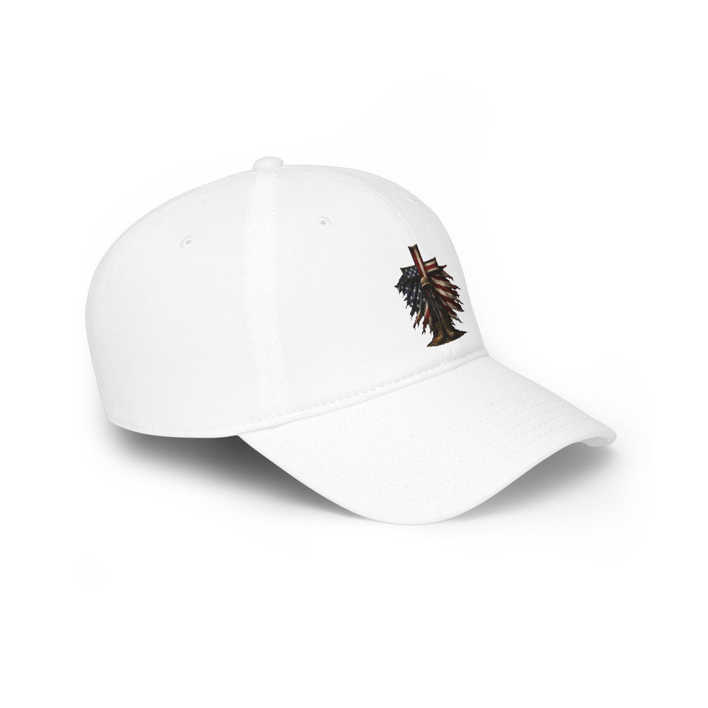 Low Profile Cap — Rustic American Flag Cross Emblem